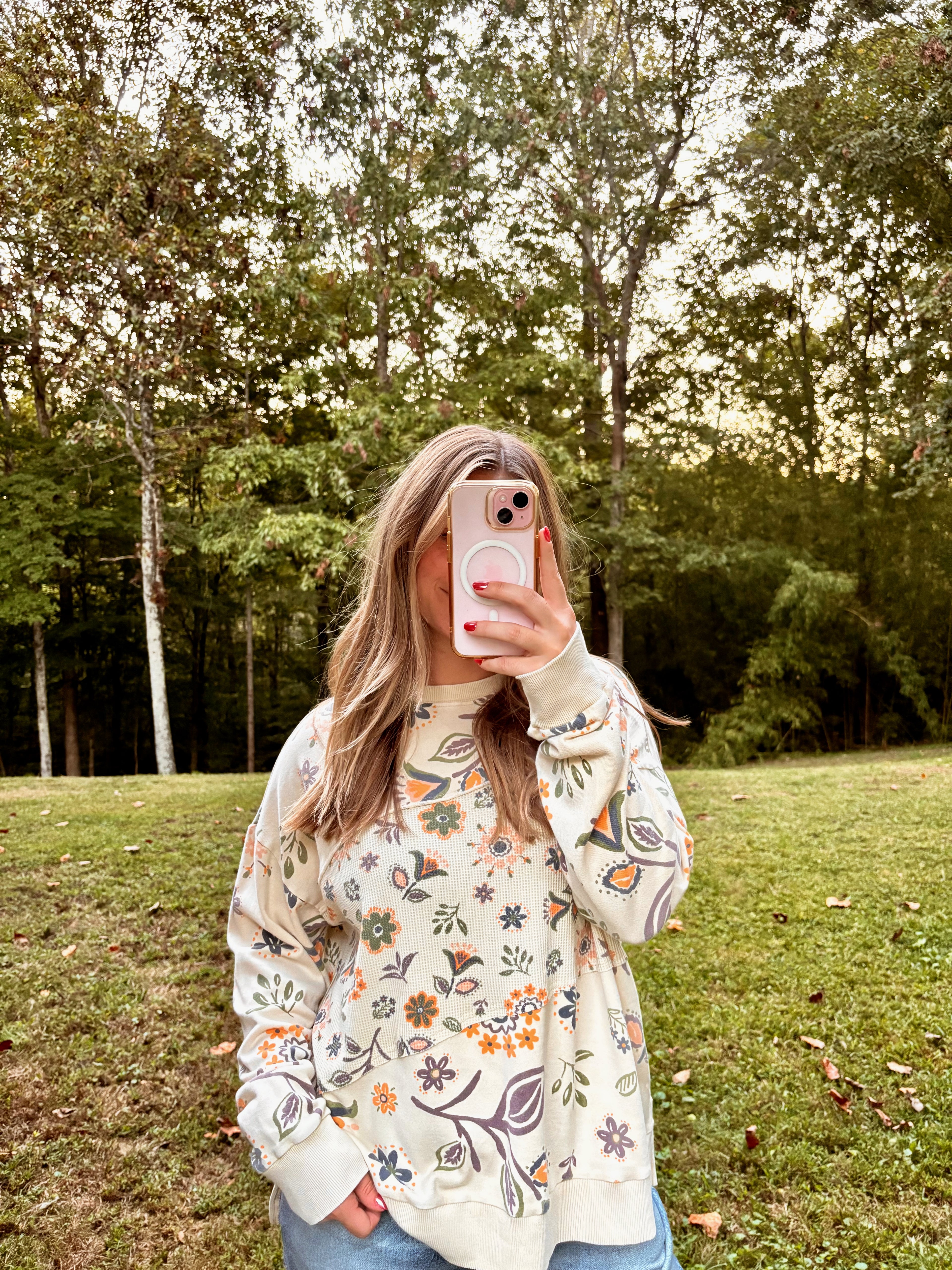 Flower Printed Crewneck