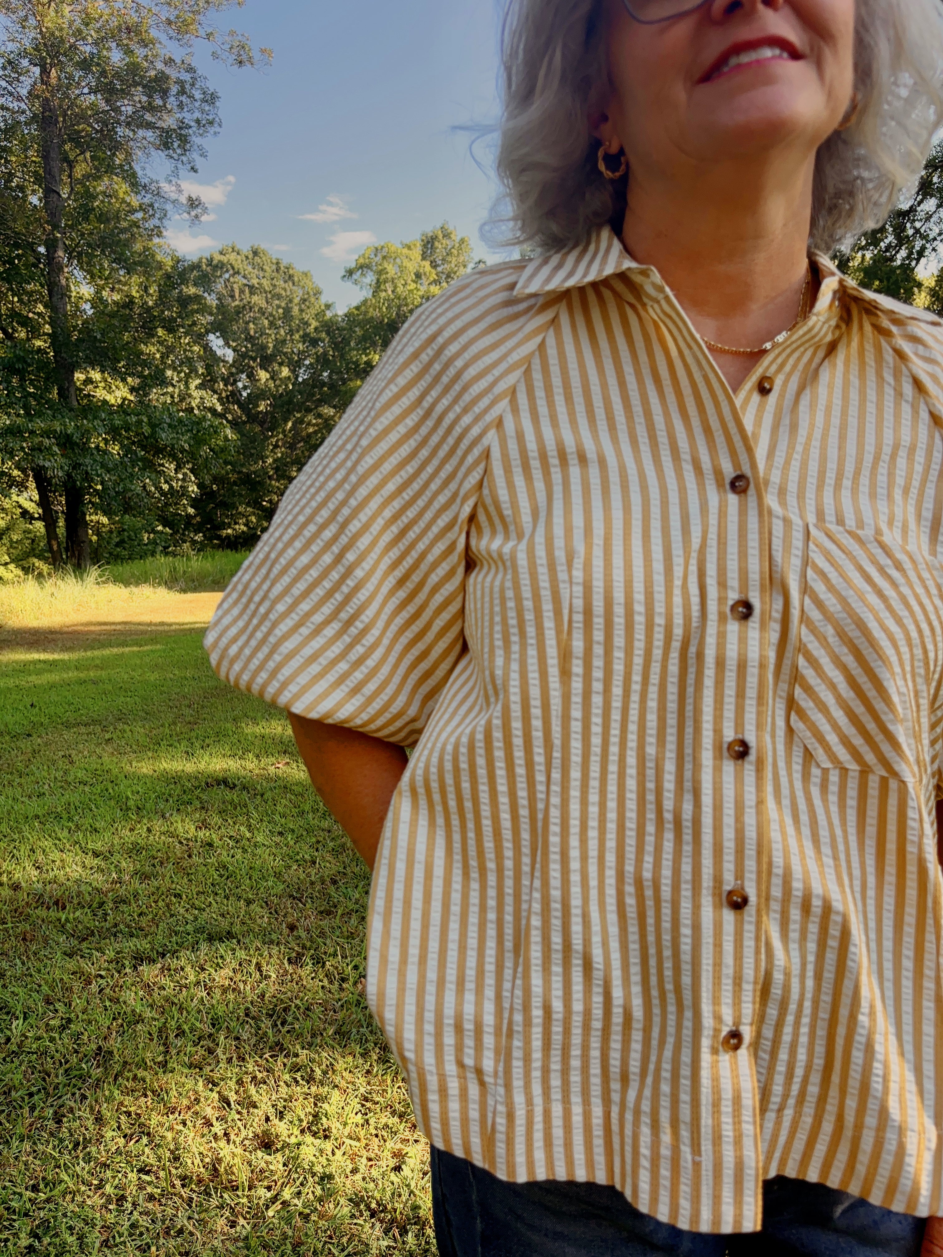 Serenity Striped Button Down Top
