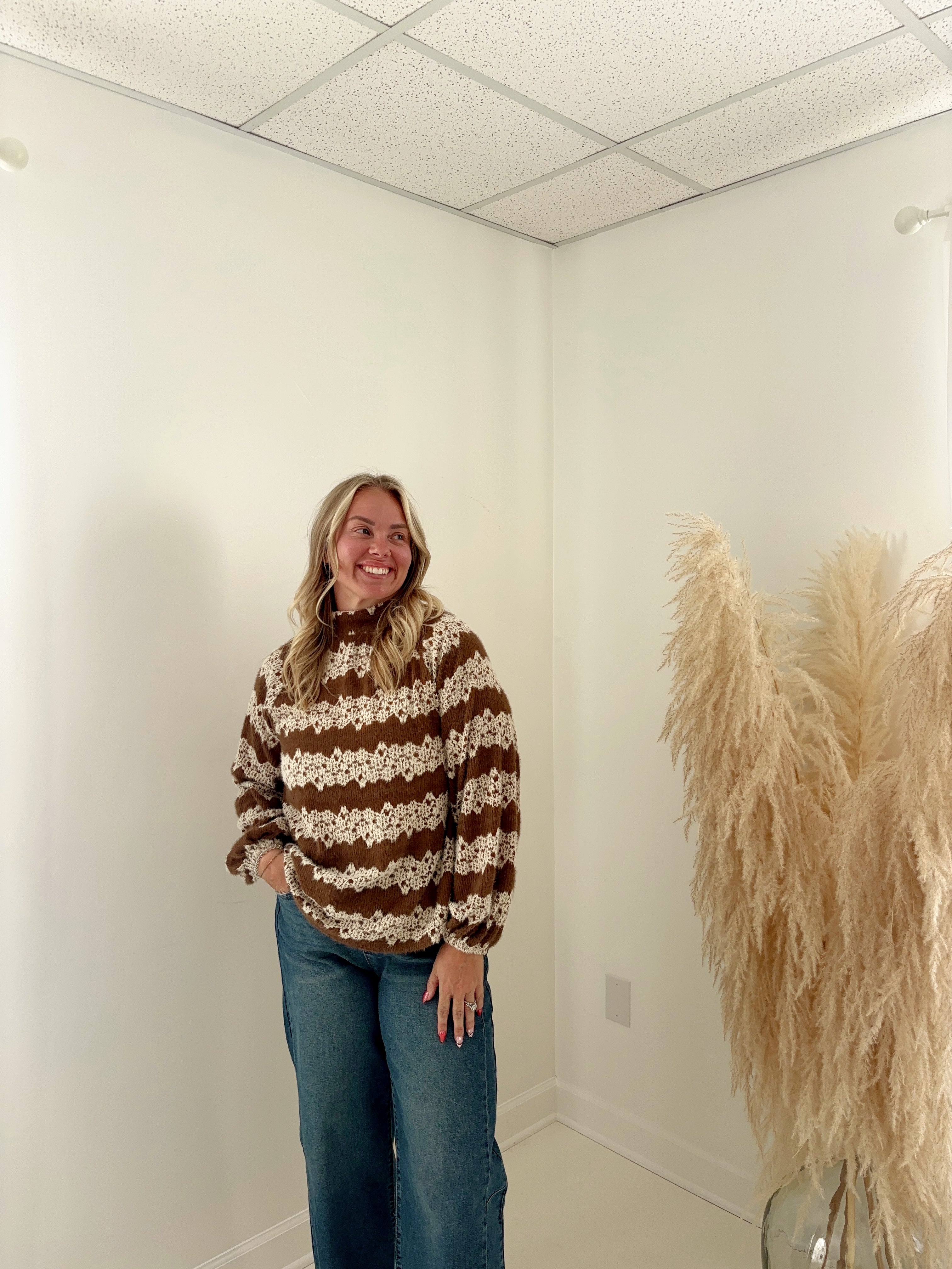 Brushed Soft Knit Floral Sweater