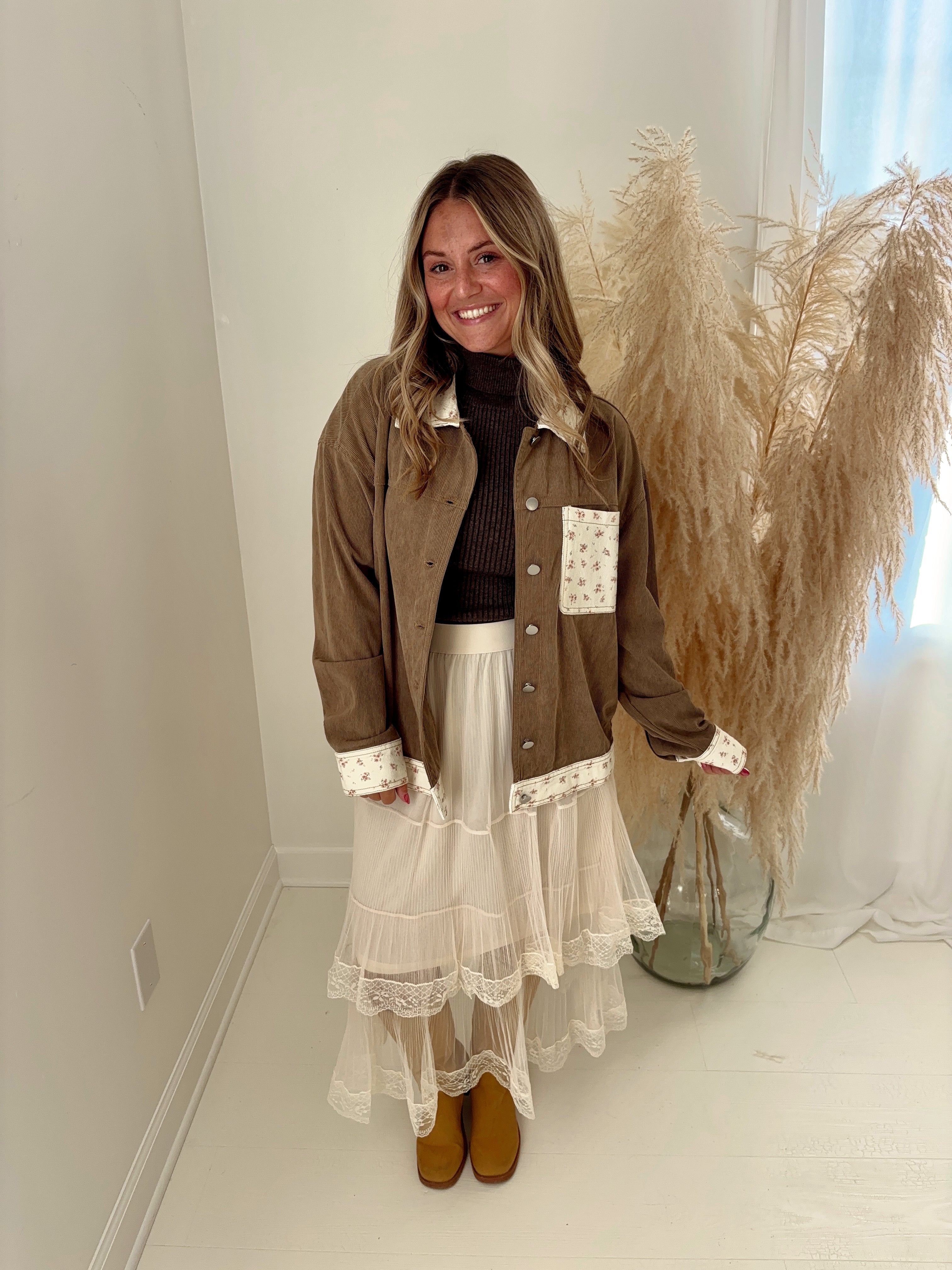 Dainty Floral Corduroy Jacket