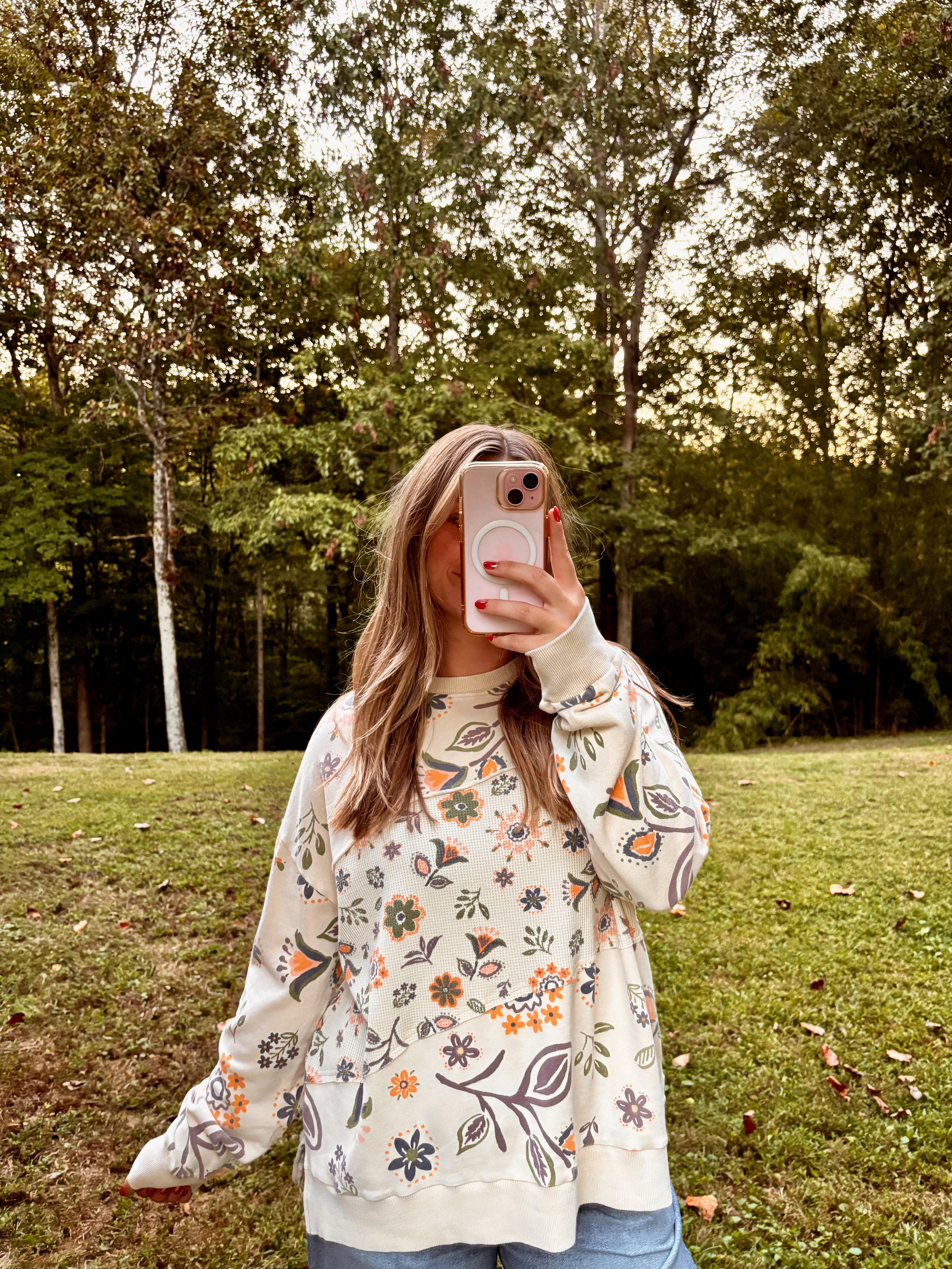 Flower Printed Crewneck