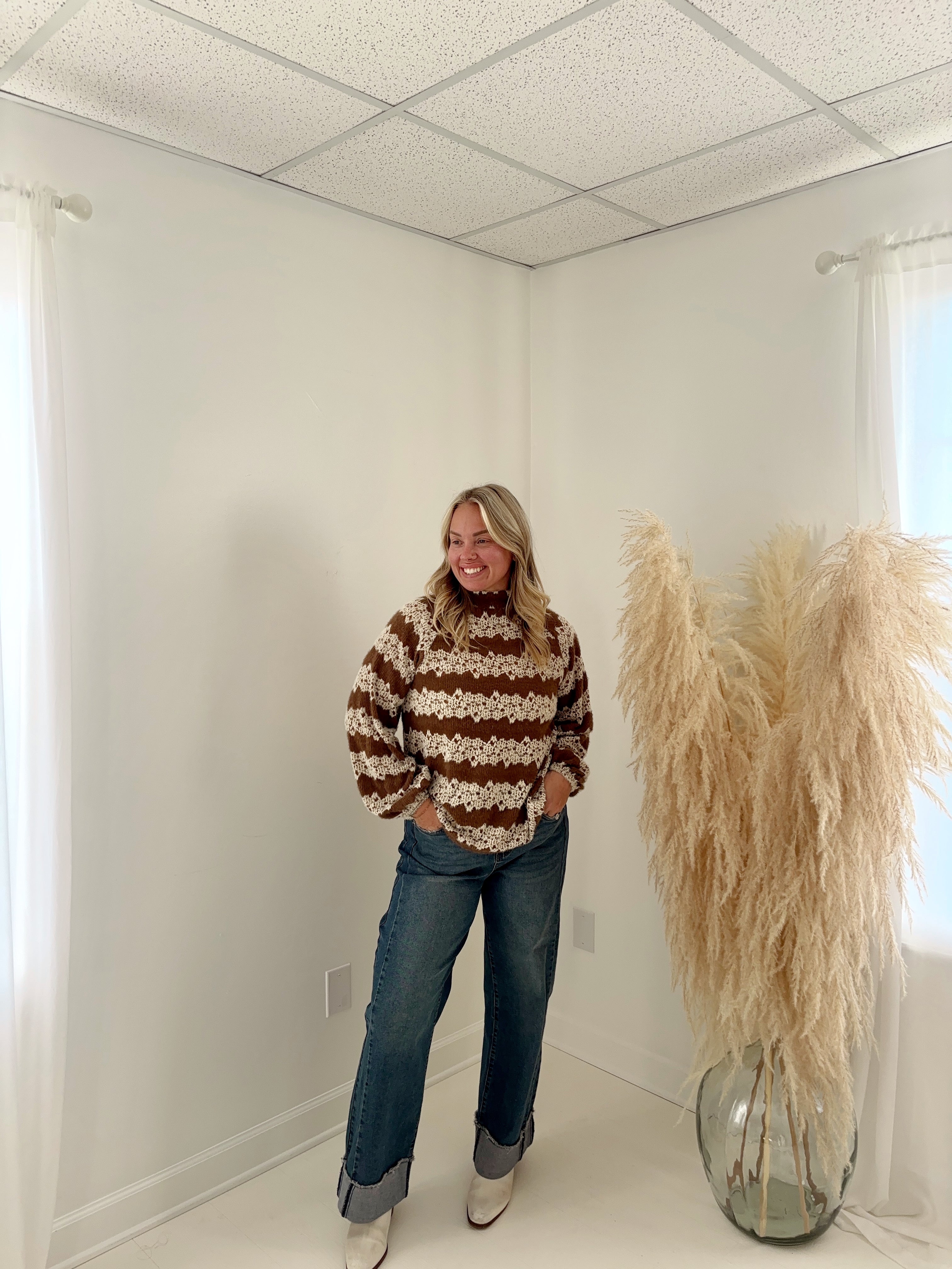 Brushed Soft Knit Floral Sweater