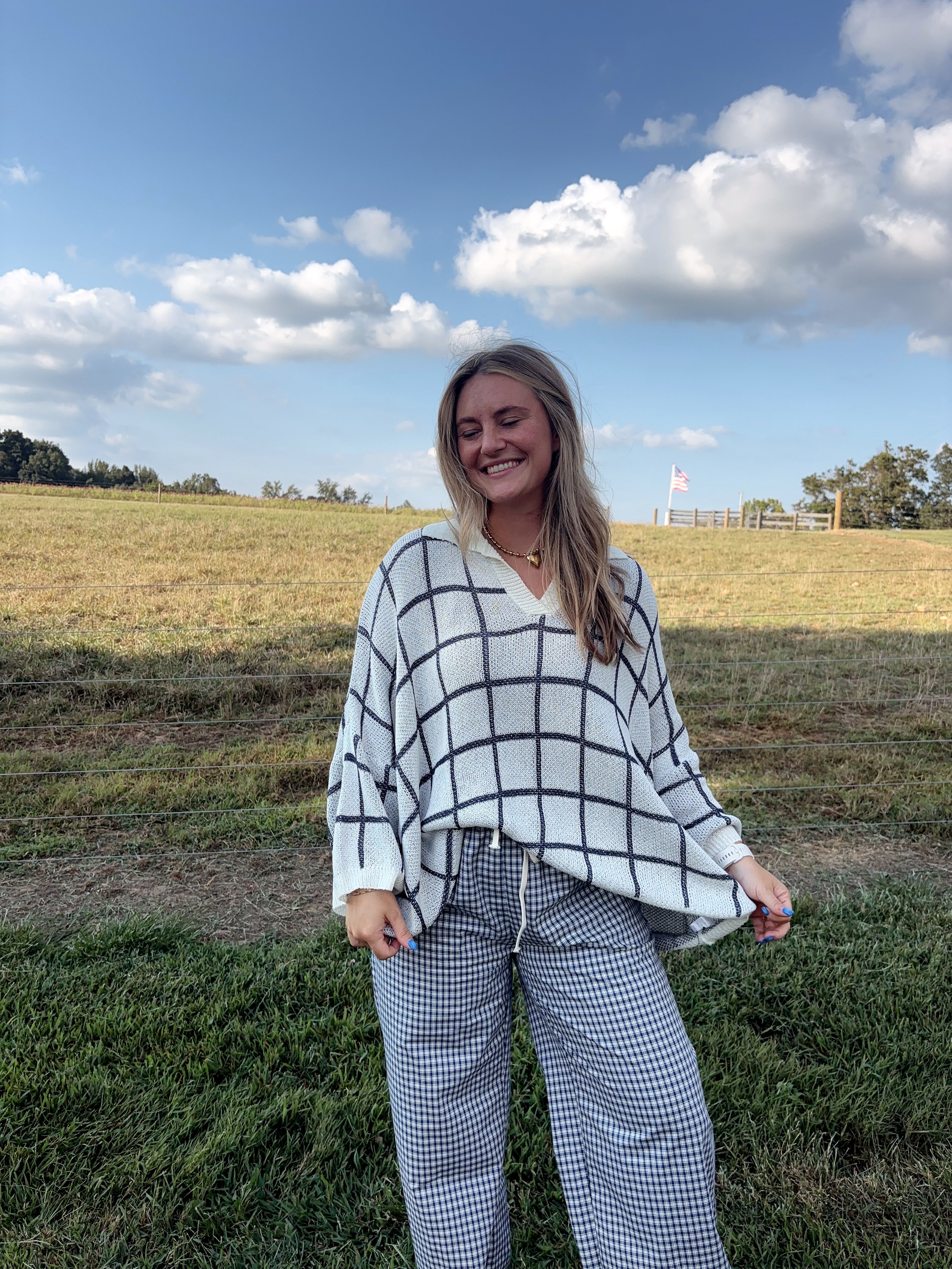 Windowpane Lightweight Sweater