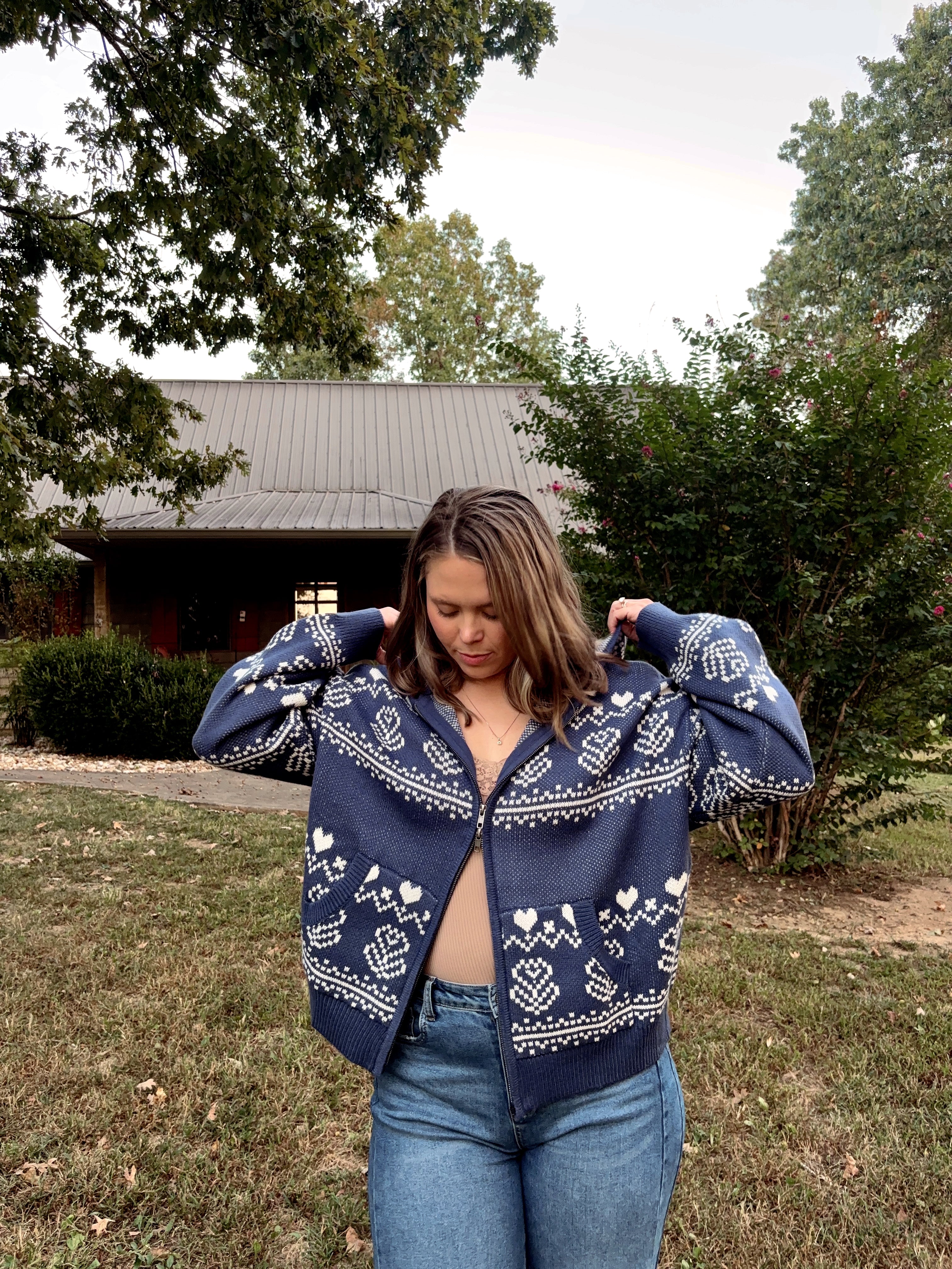 Ginnie Jacquard Zip Up Jacket