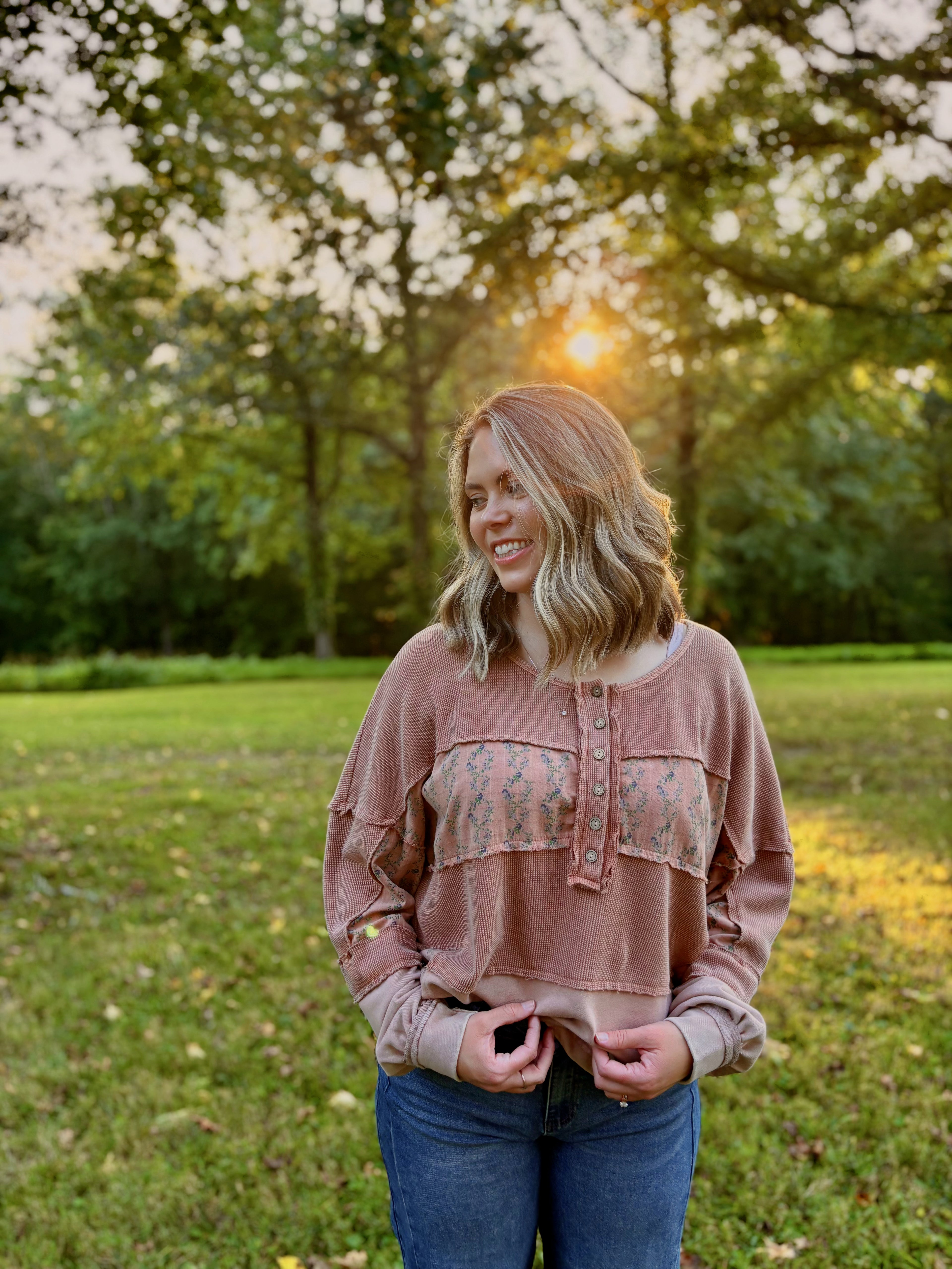 Faded Floral Casual Top