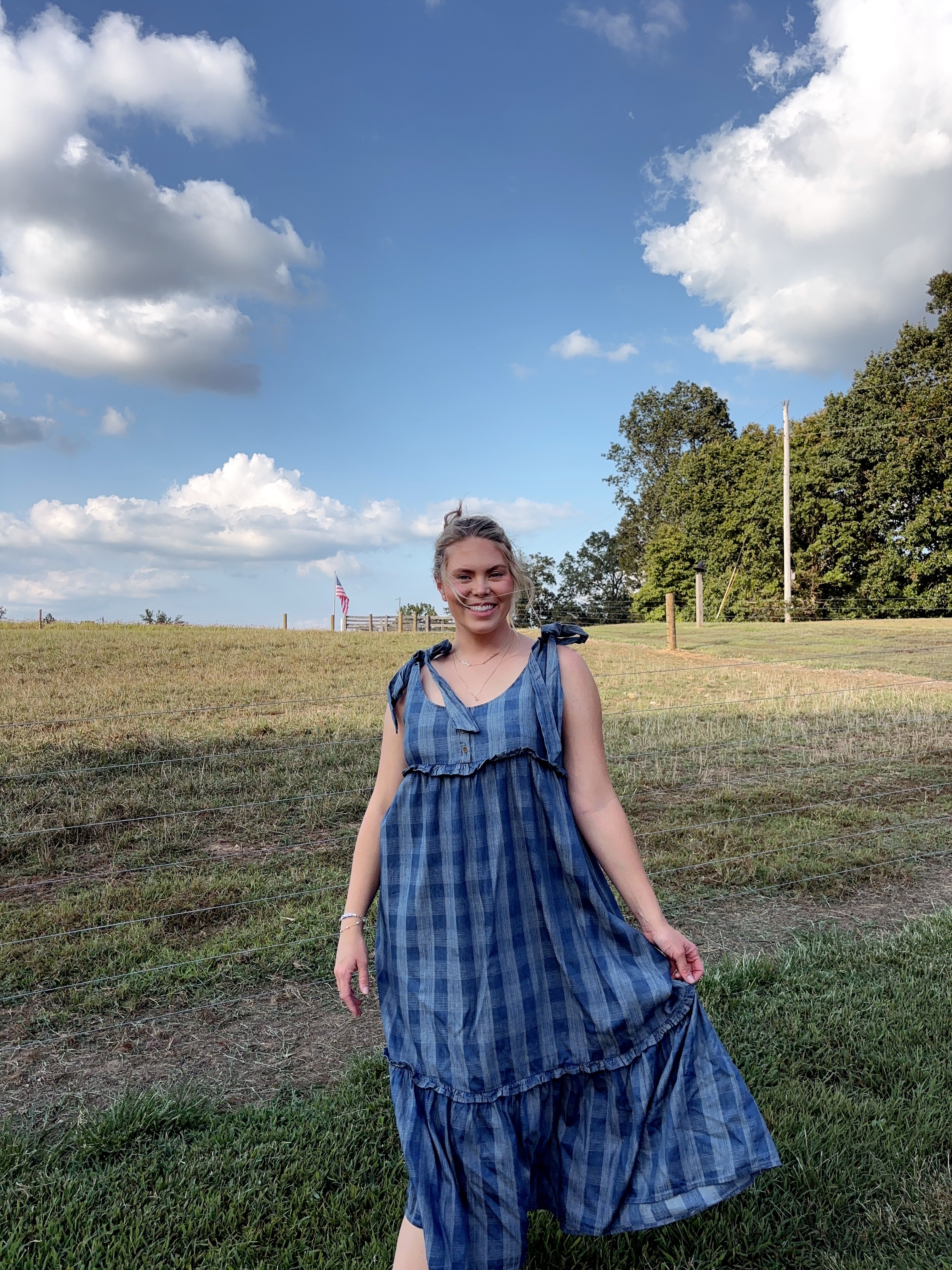 Checking In Denim Dress