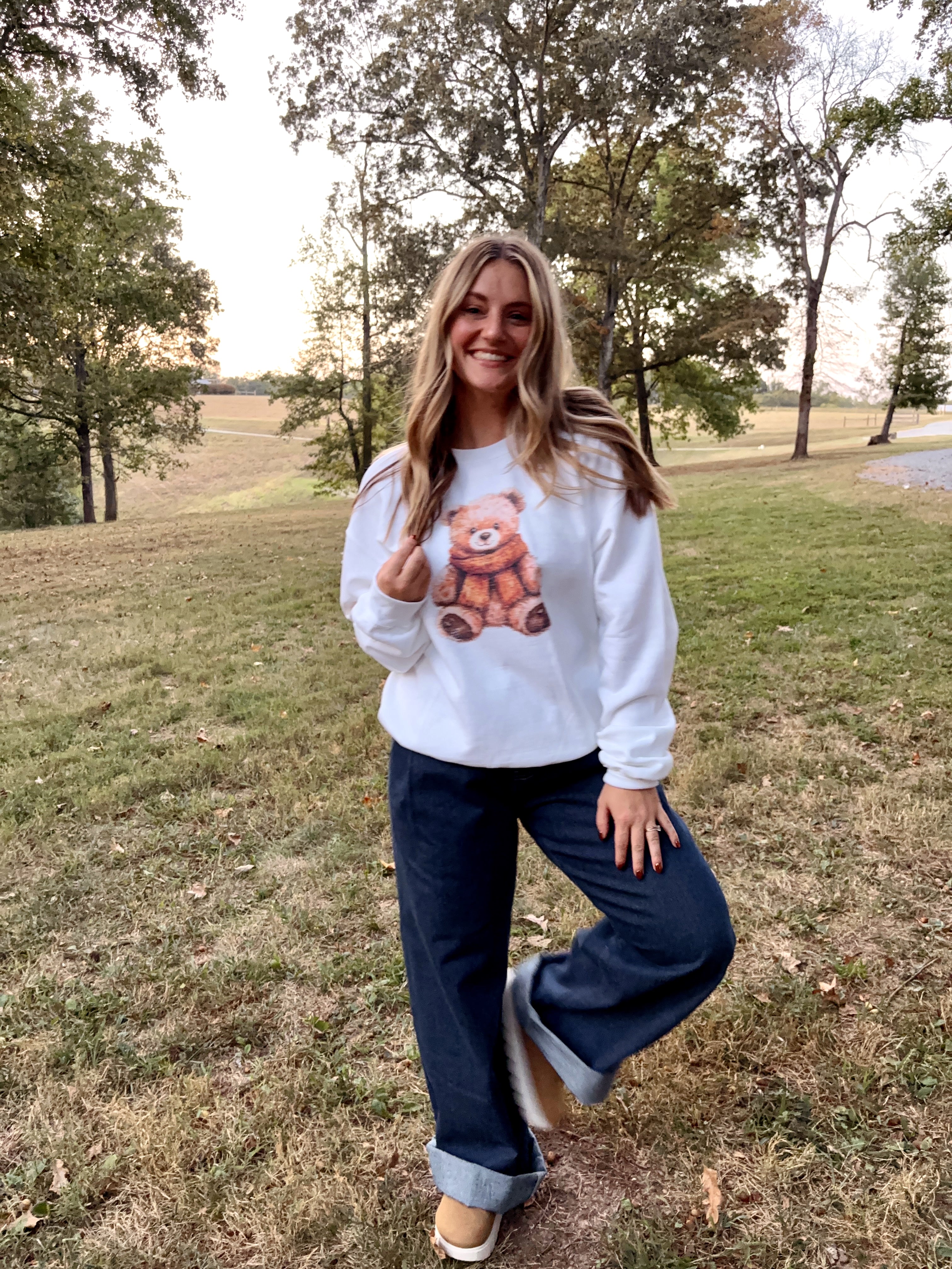 Cozy Fall Teddy Bear Sweatshirt