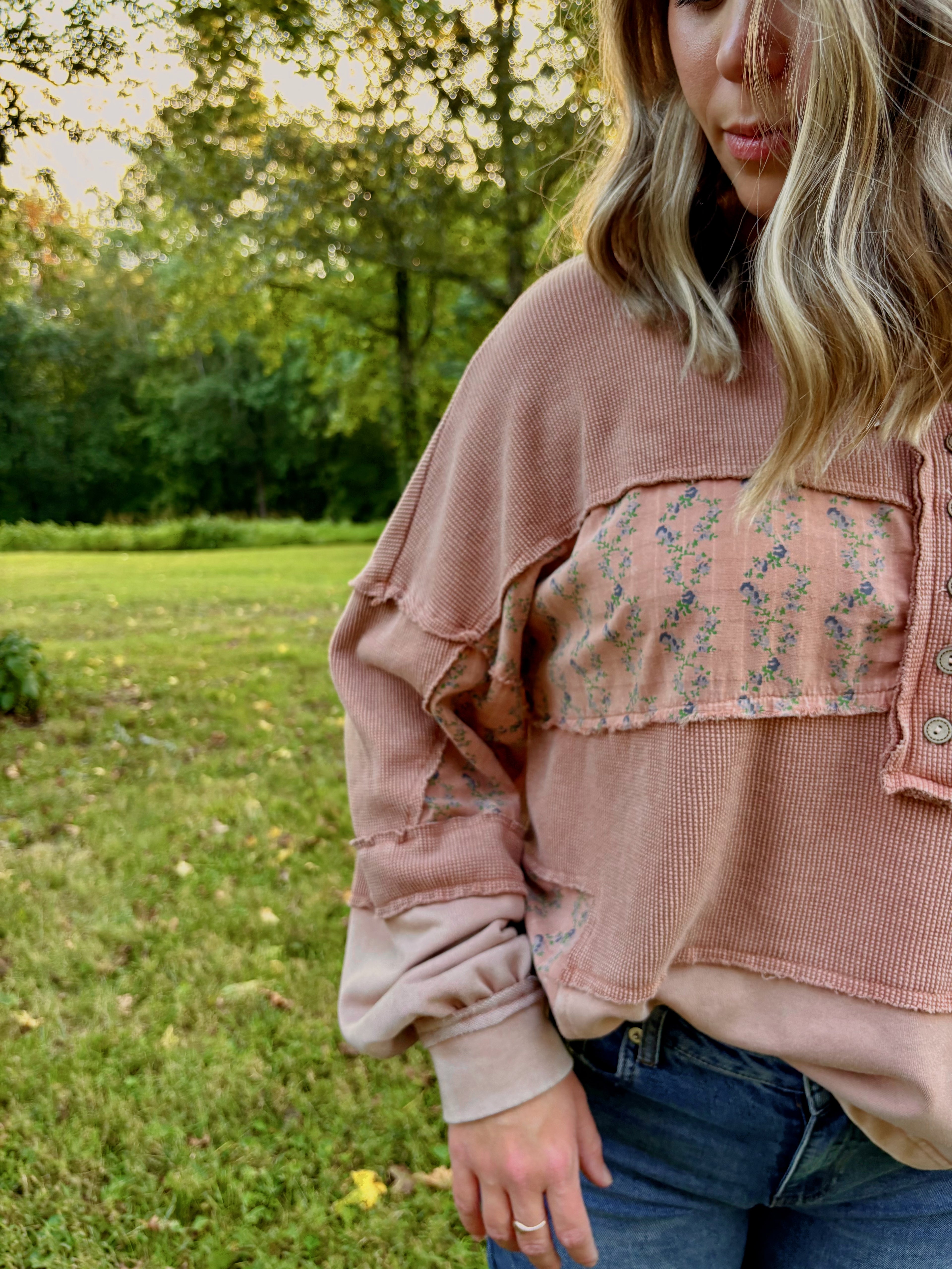 Faded Floral Casual Top