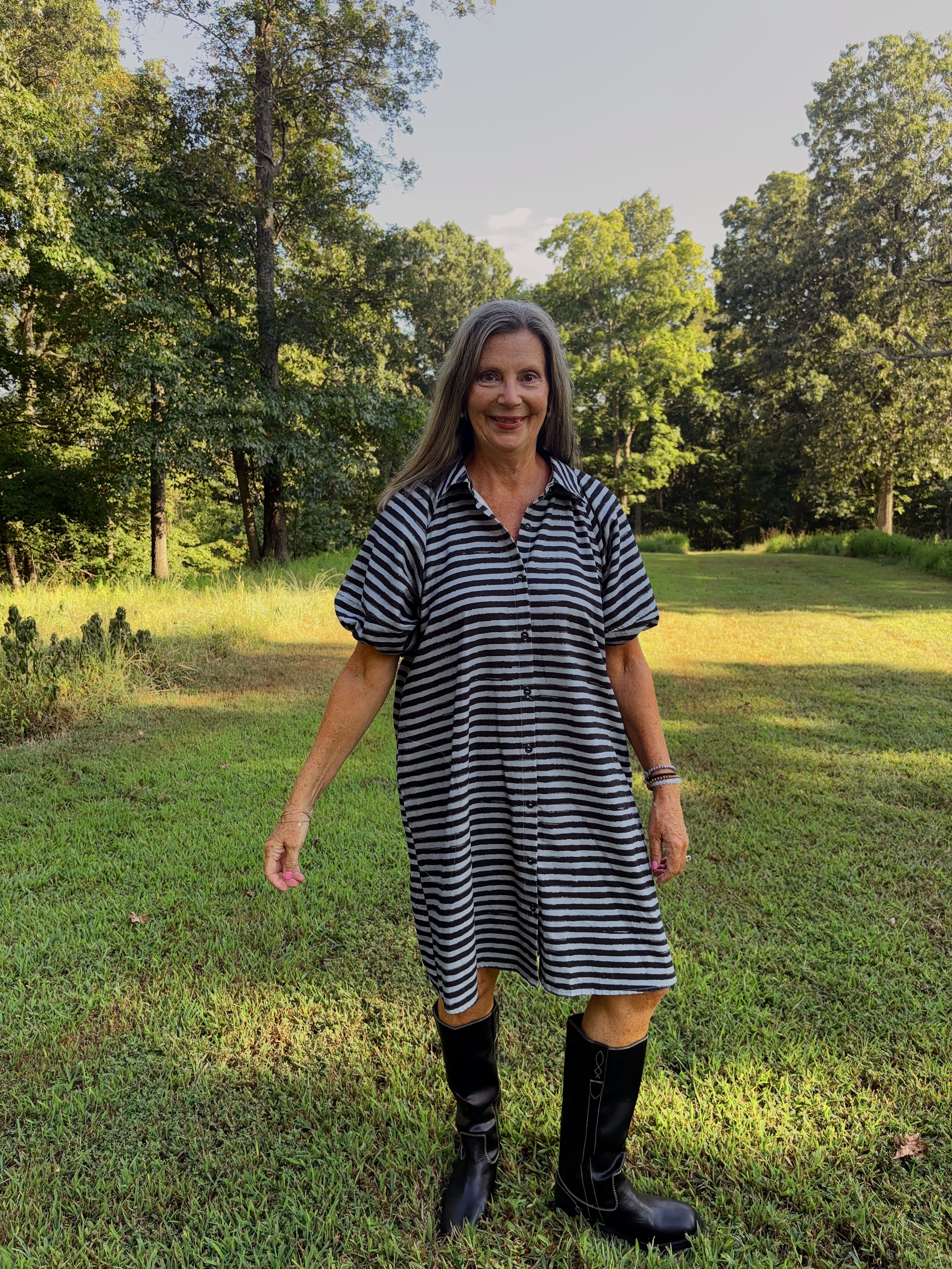 Shirley Striped Corduroy Dress