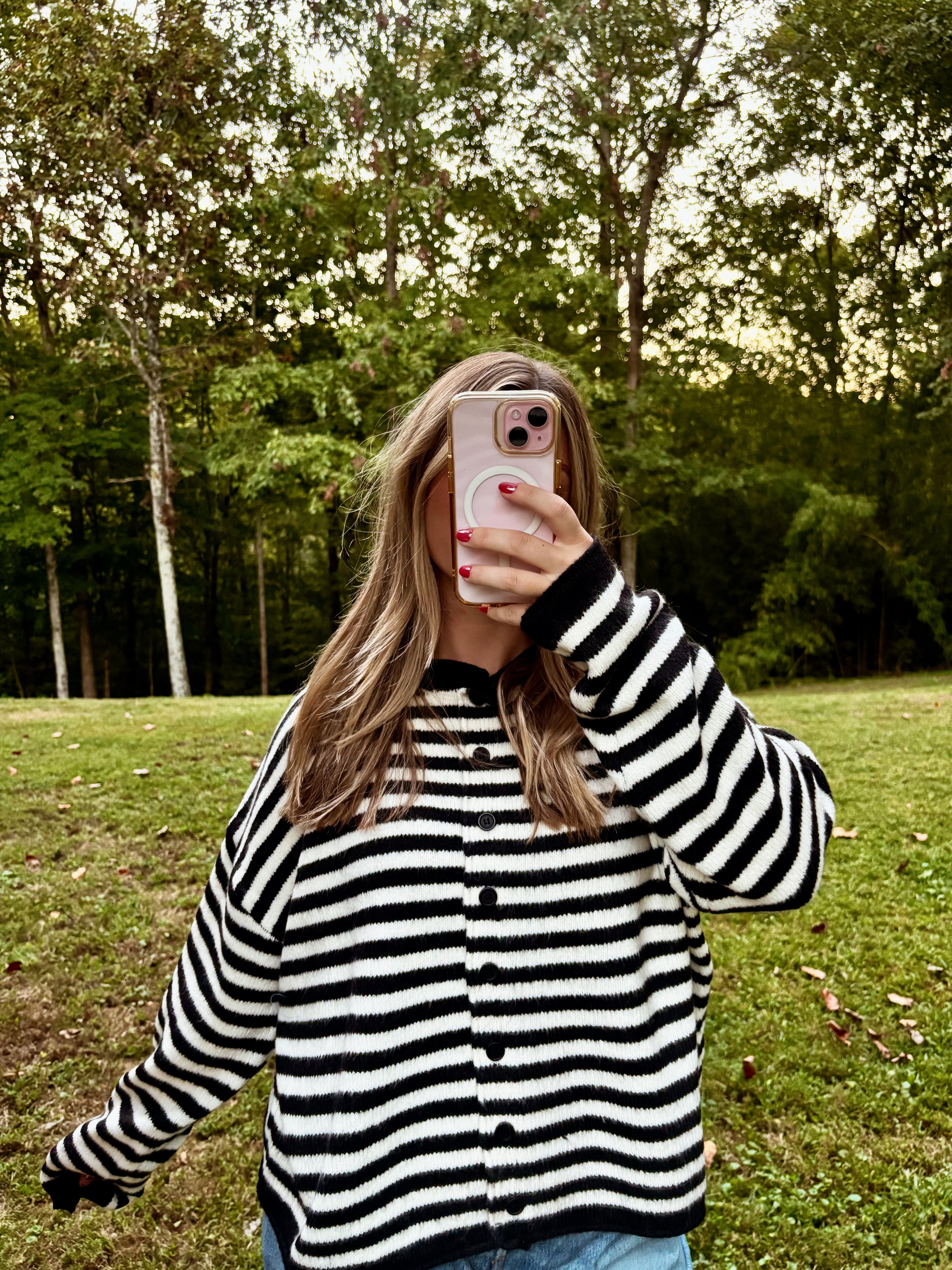 Black & White Striped Cardigan