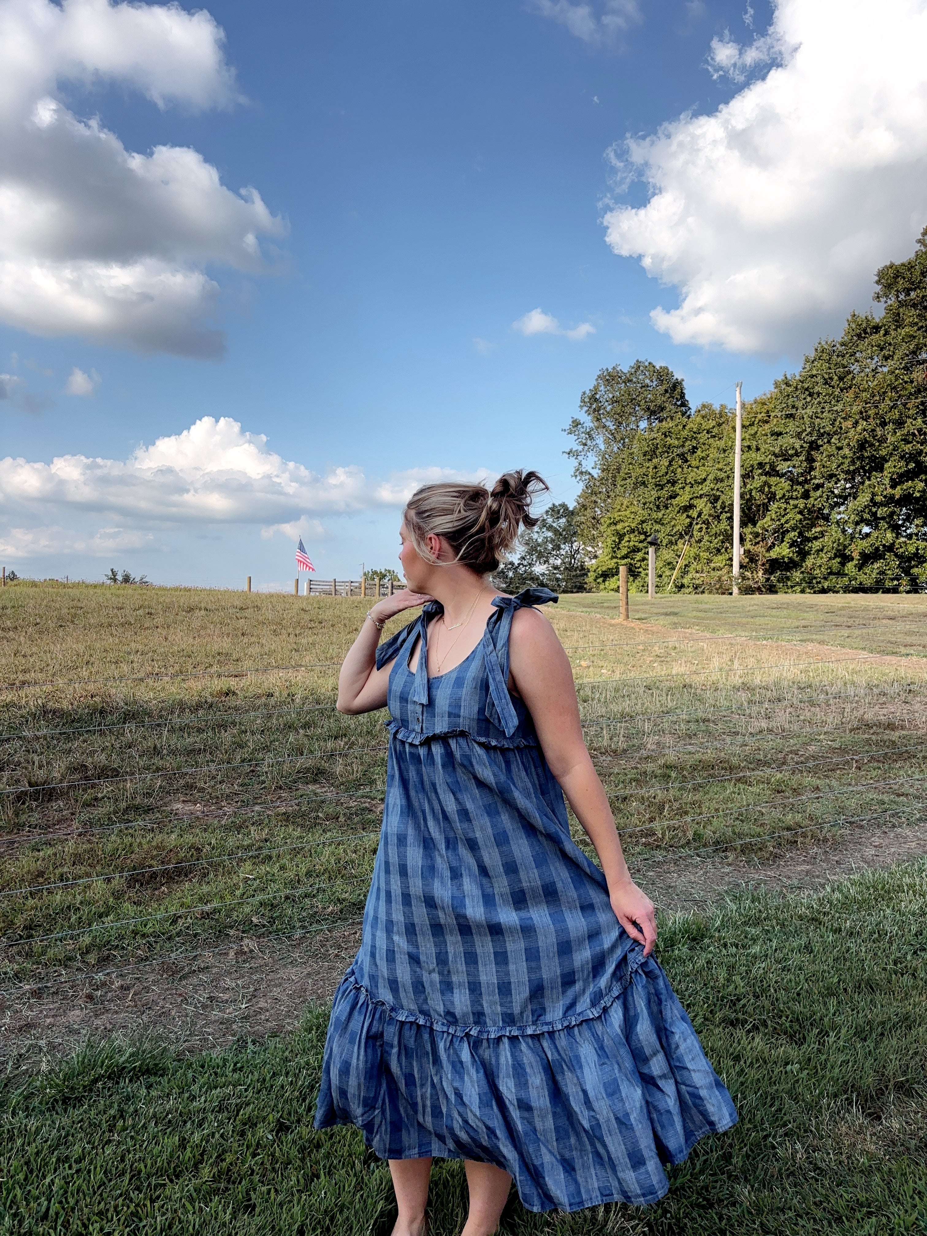 Checking In Denim Dress