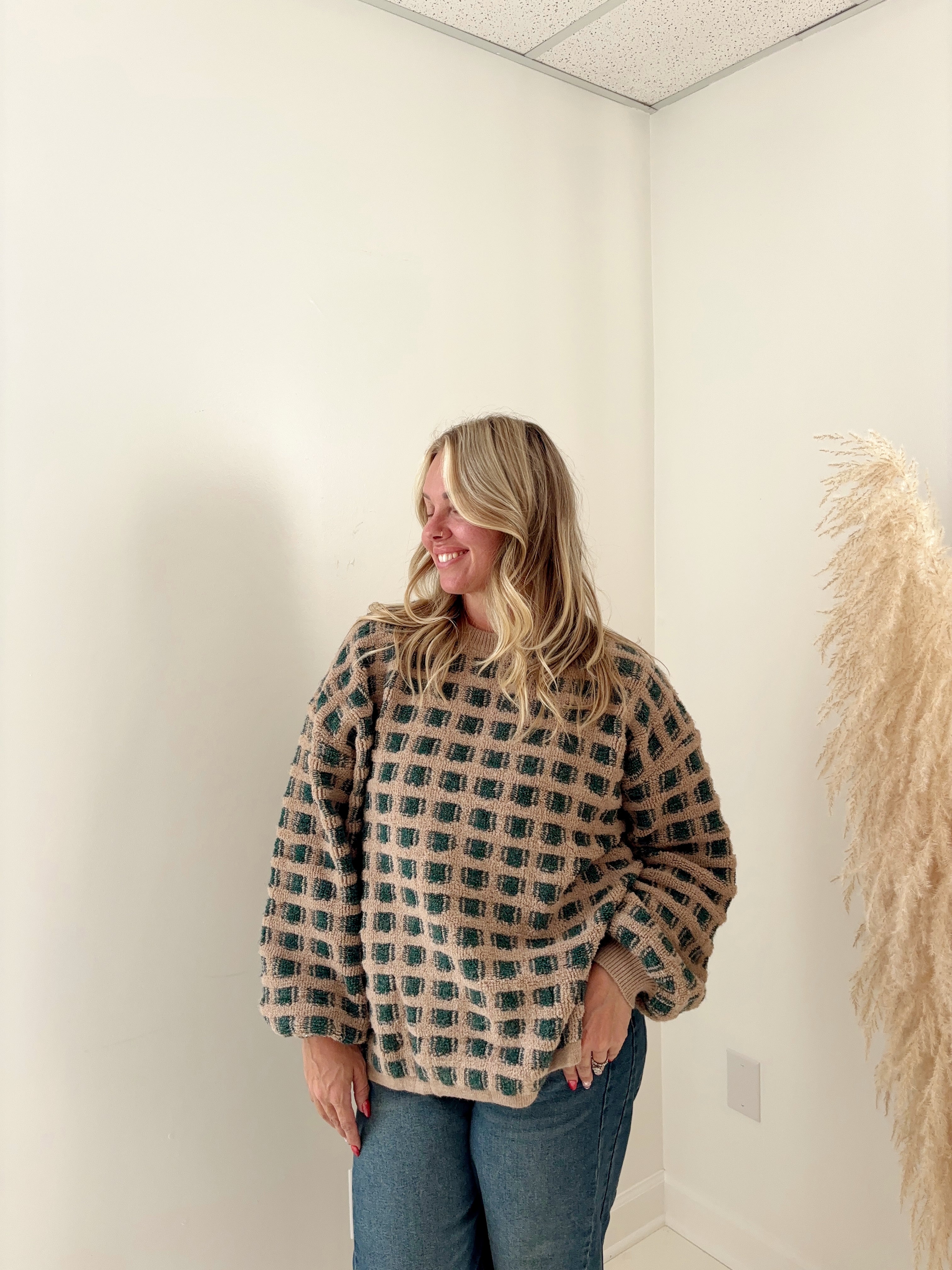 Check Print Sweater