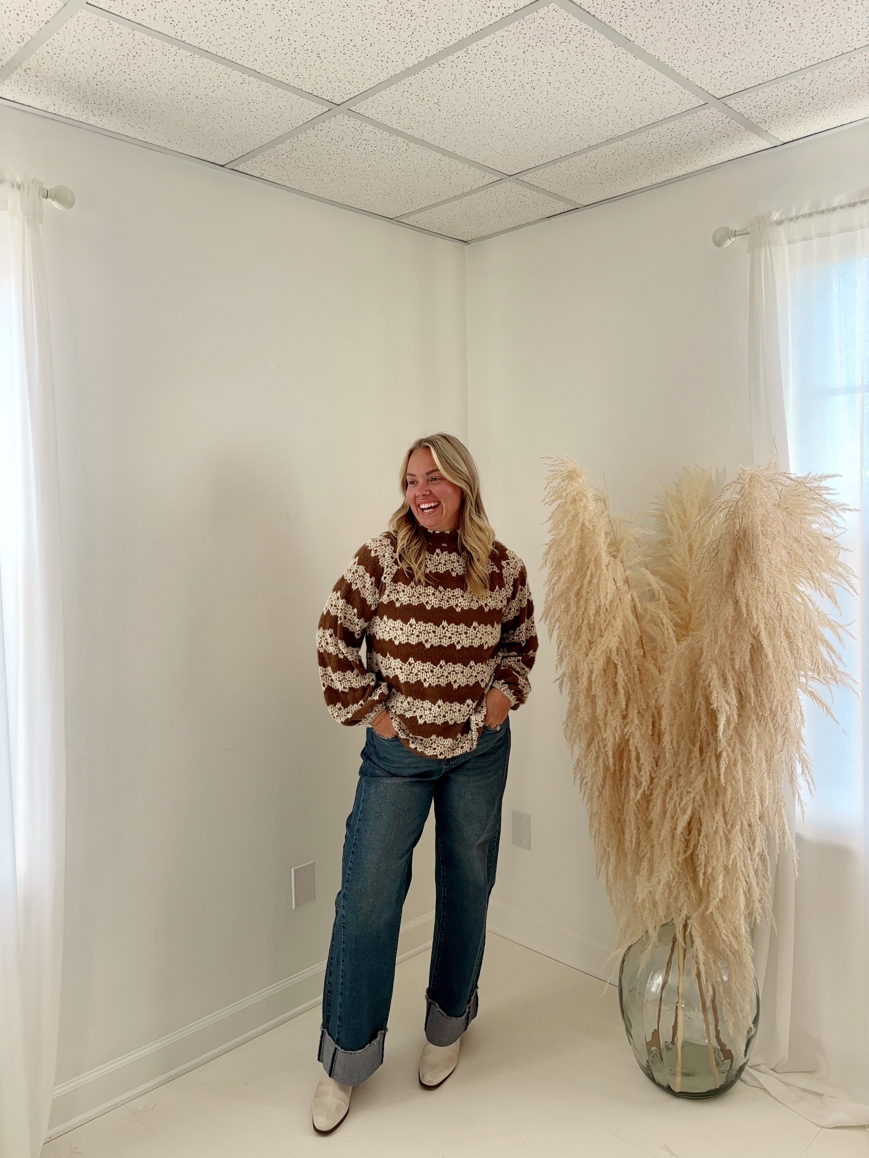 Brushed Soft Knit Floral Sweater