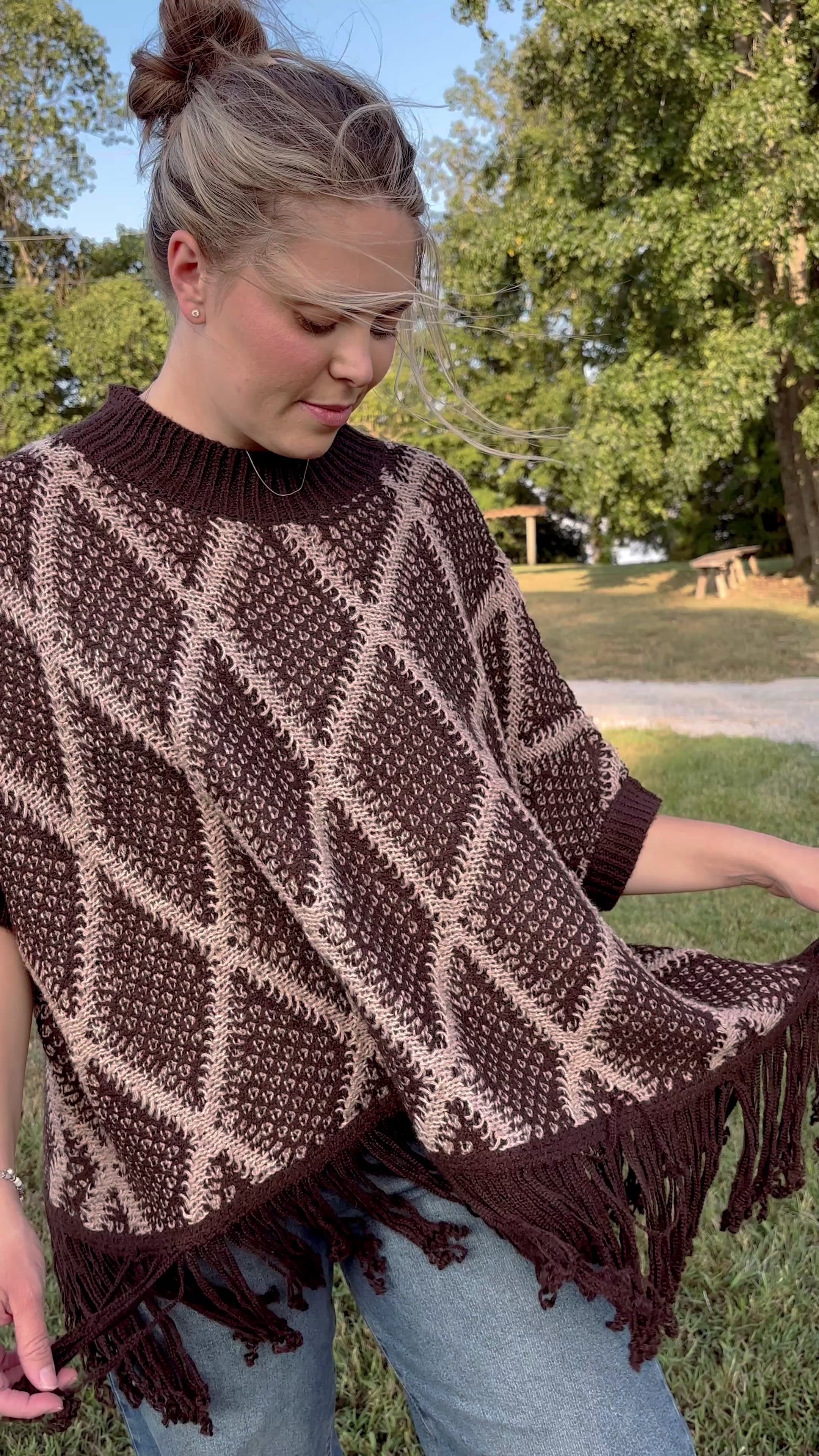 Espresso Knit Fringe Sweater
