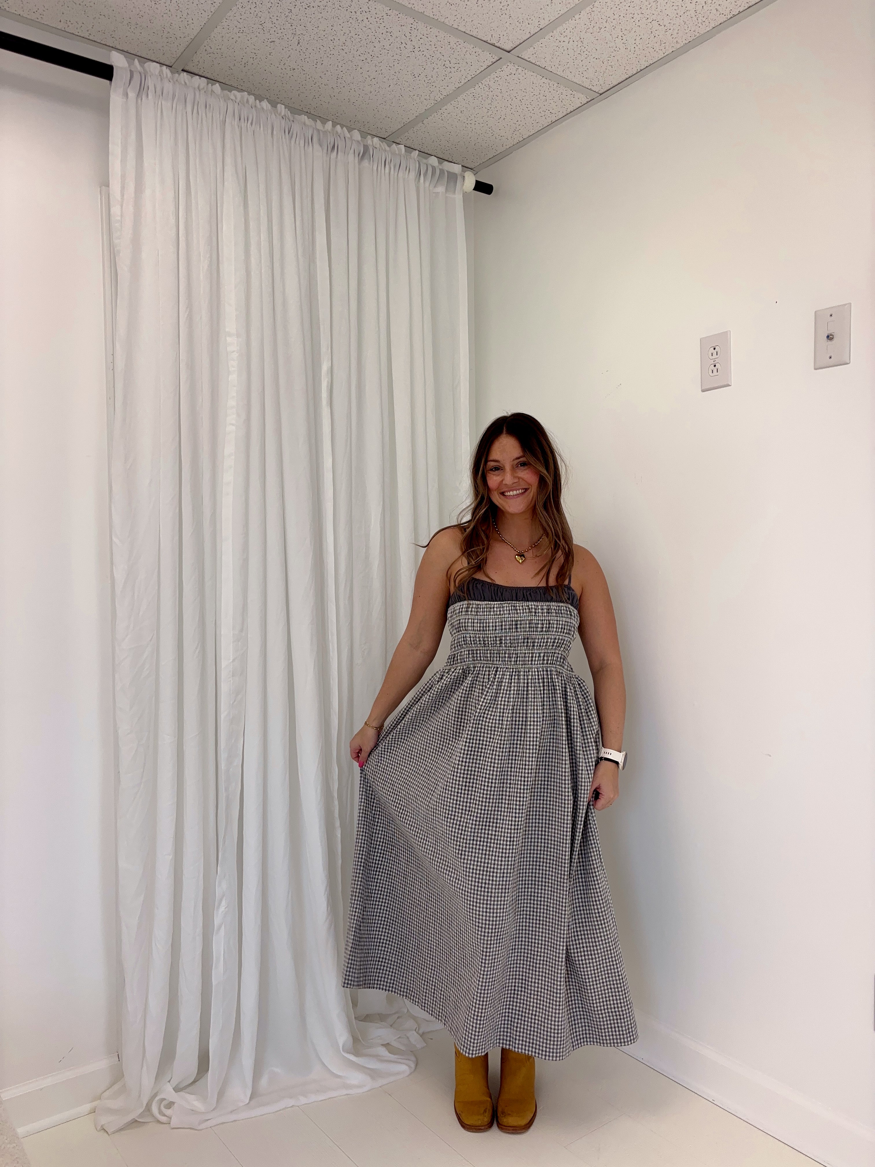 Gracie Gingham Midi Dress