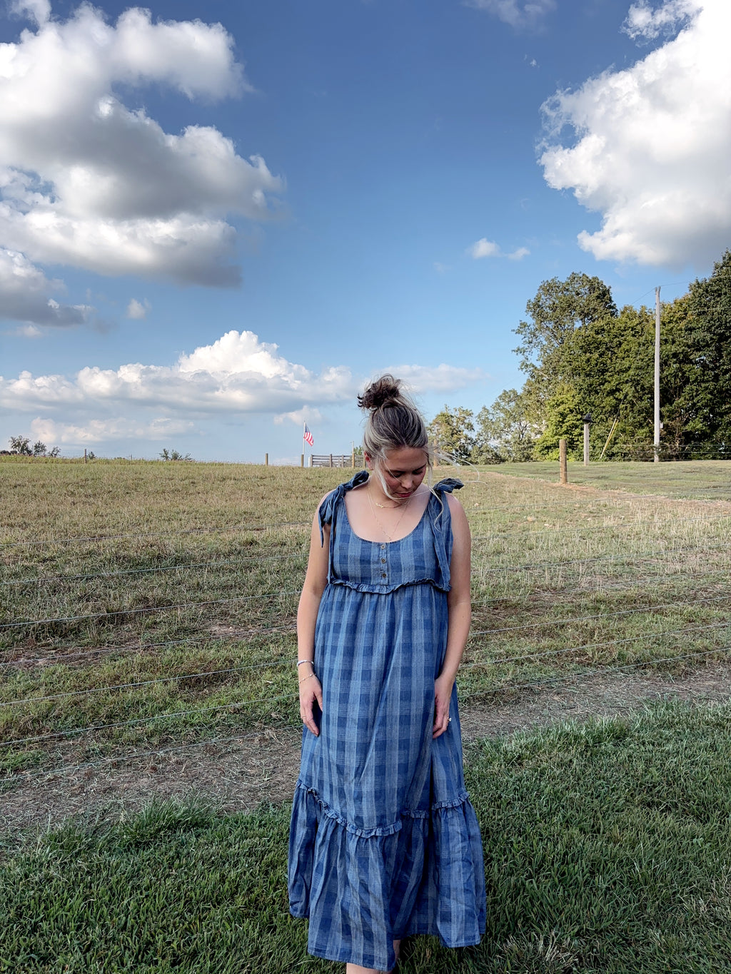 Checking In Denim Dress
