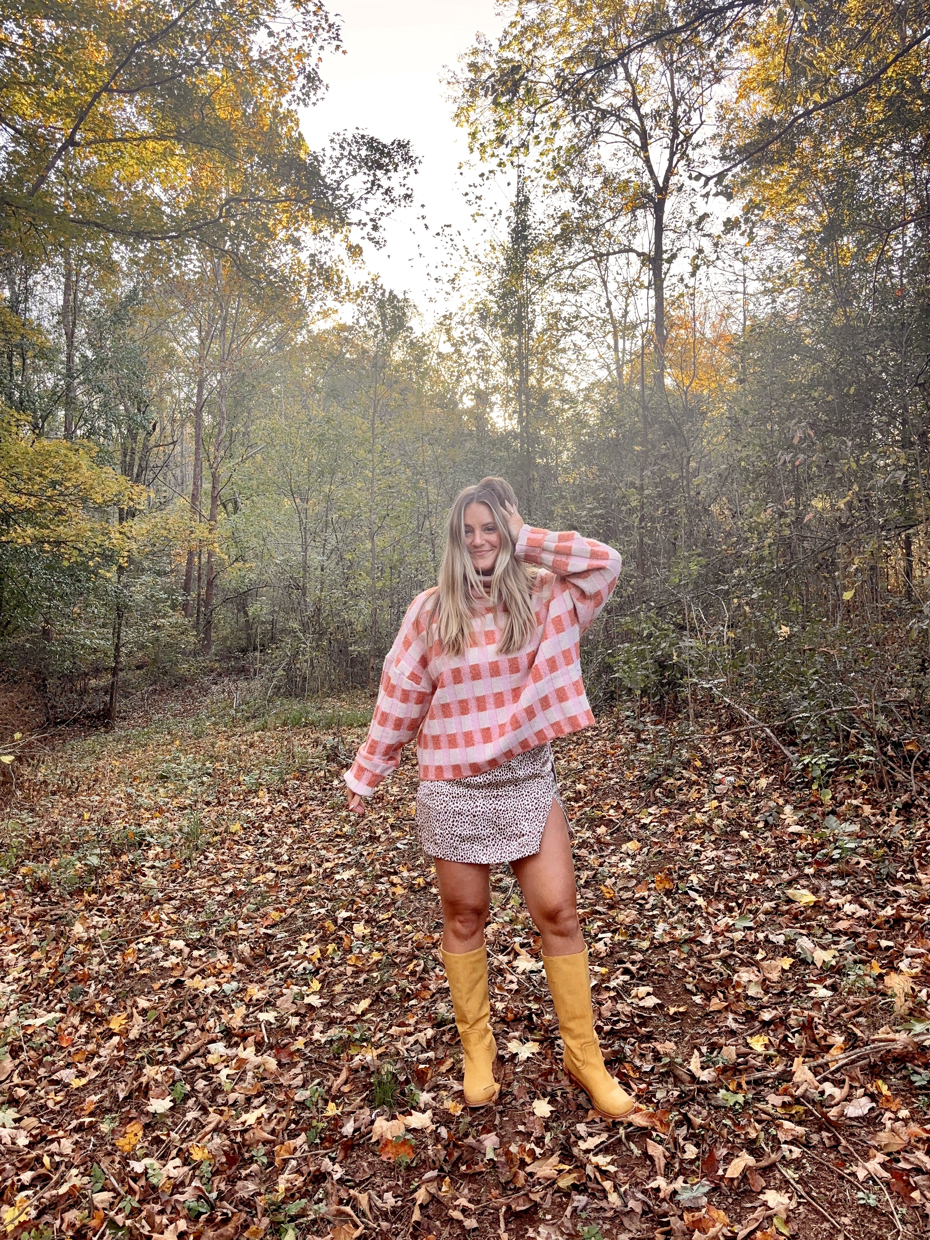Pumpkin Spice Check Sweater