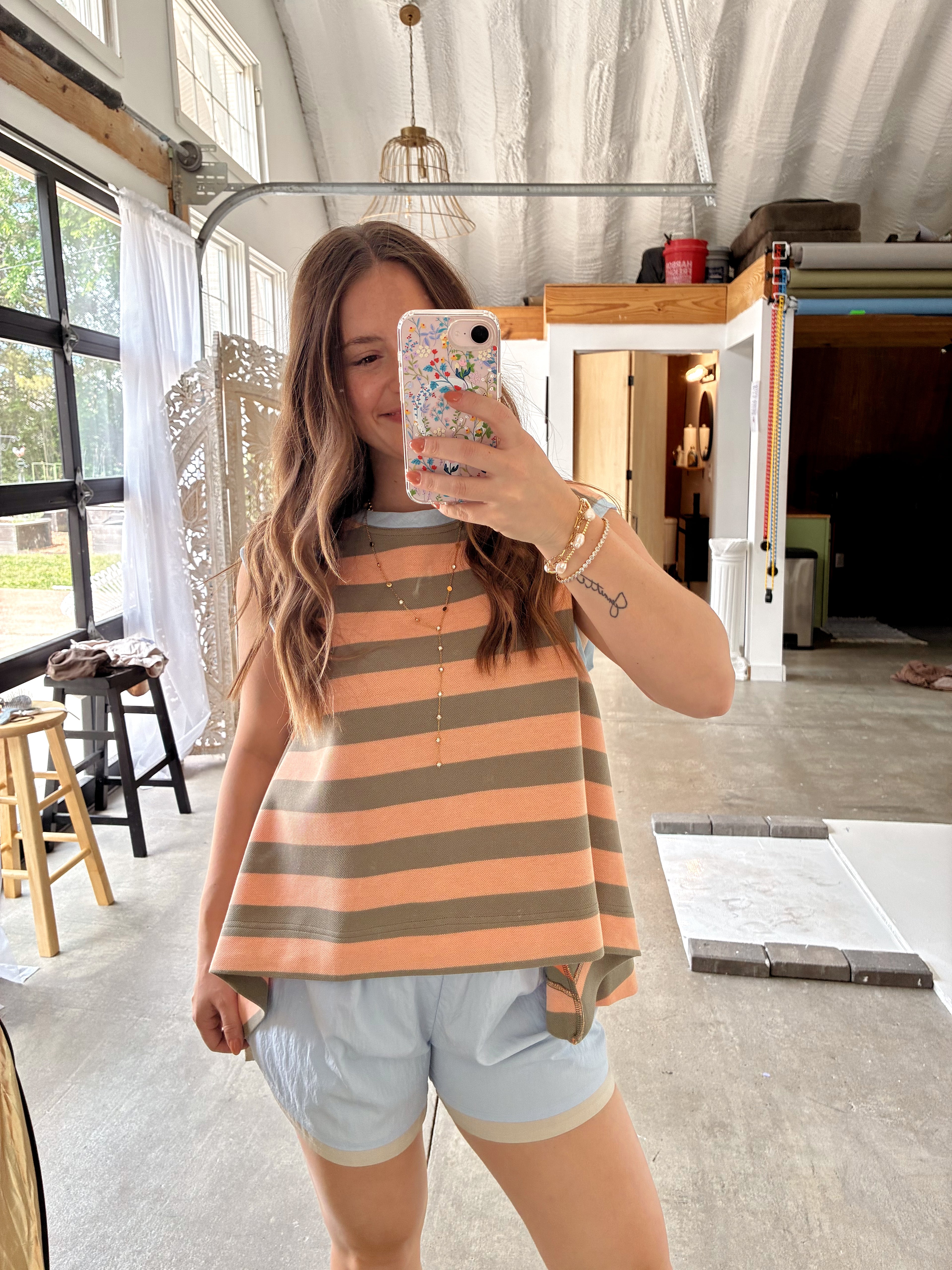 Tangerine Striped Top