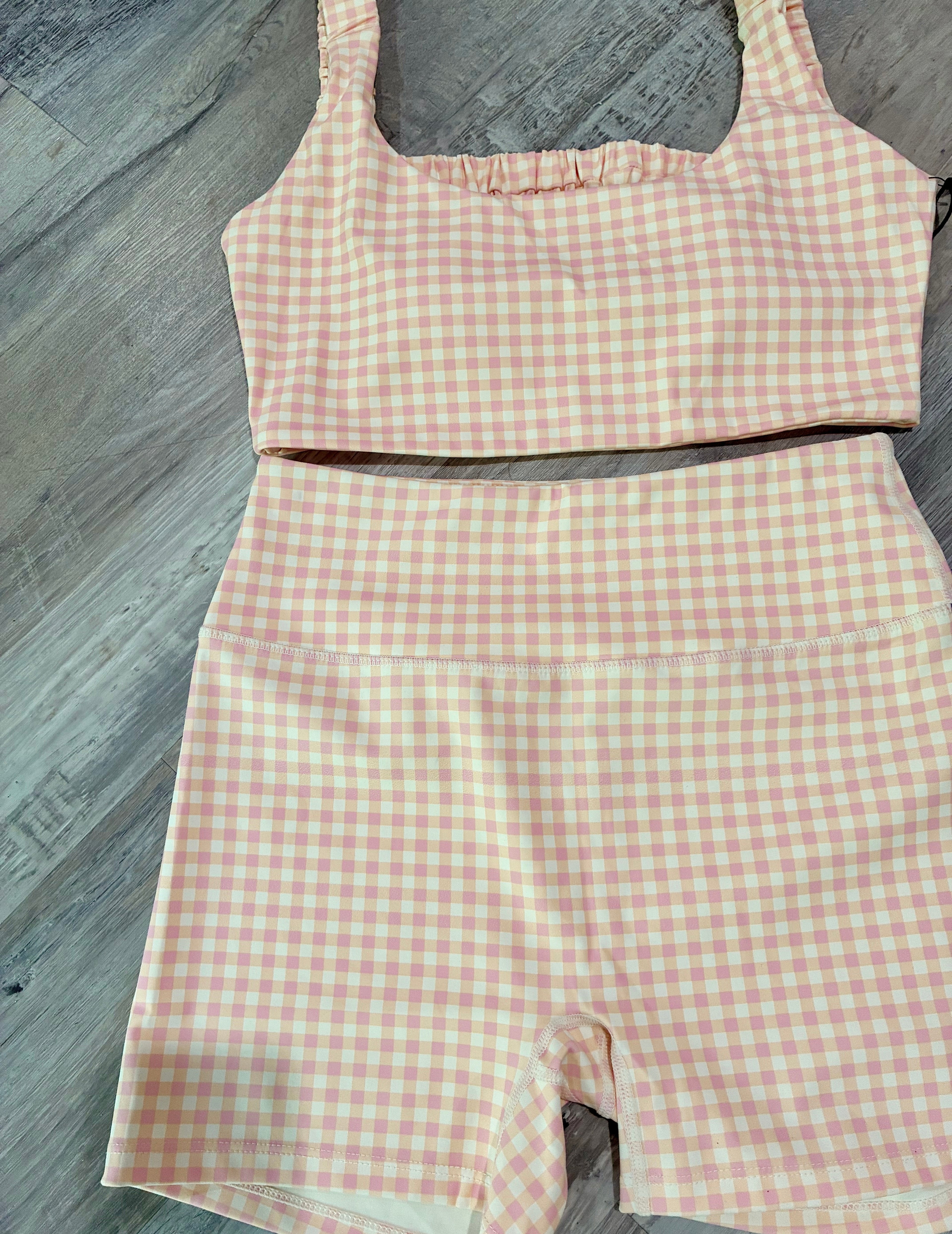 Gingham Ruched Set