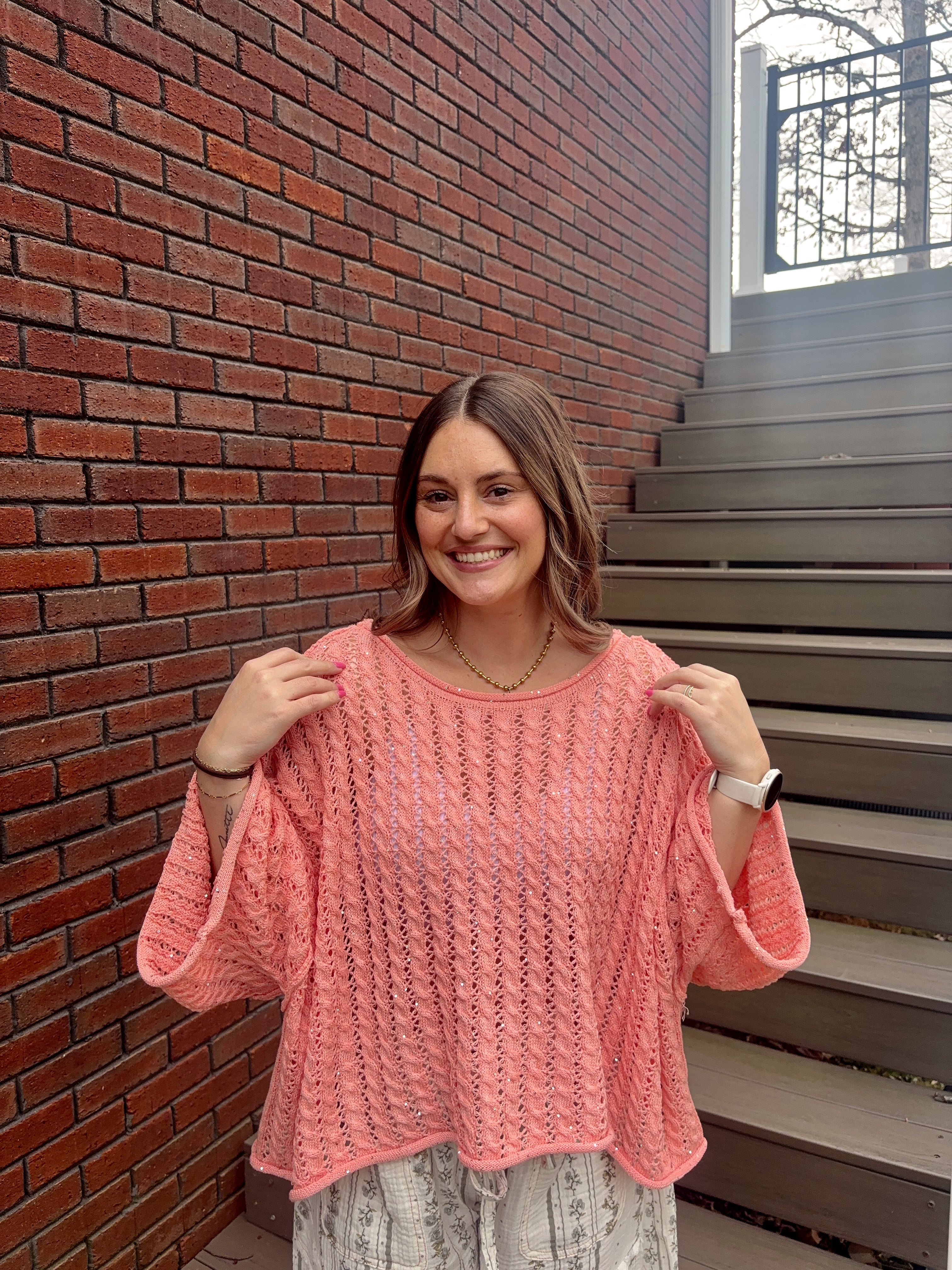 Flirty Coral Sweater