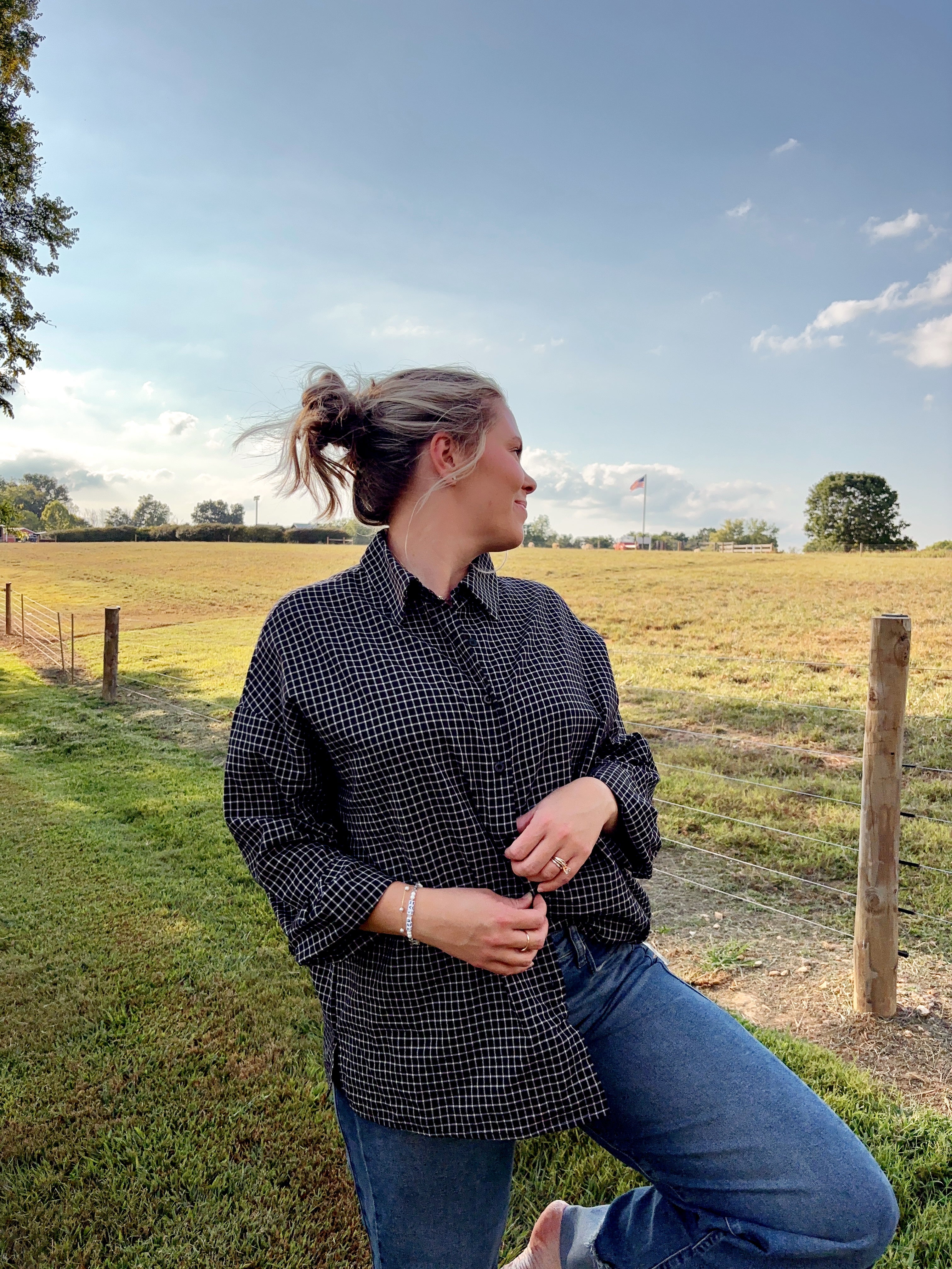 All Business Button Down Top