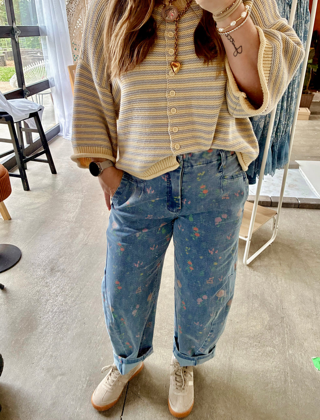 Pretty In Floral Barrel Jeans