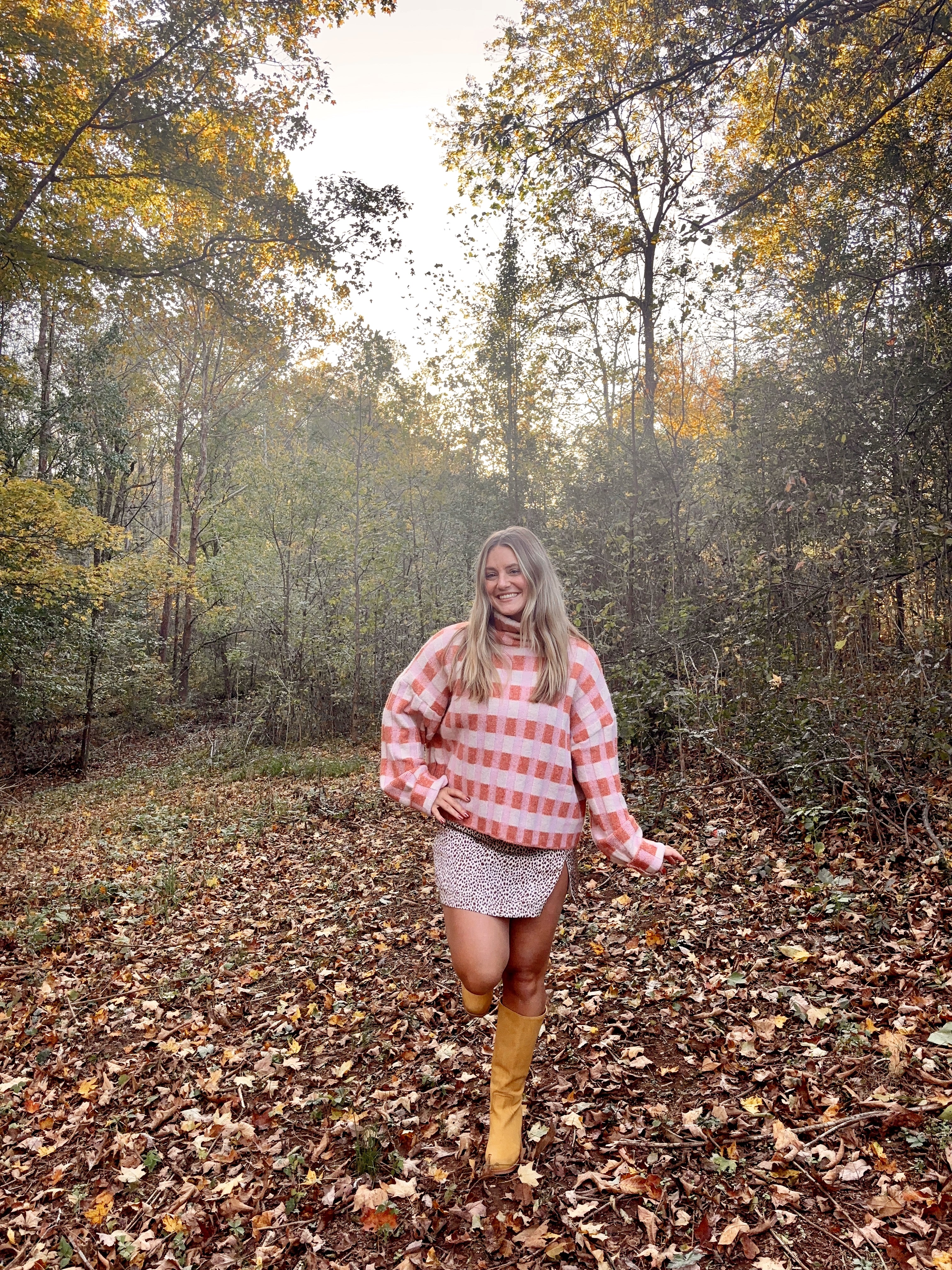 Pumpkin Spice Check Sweater