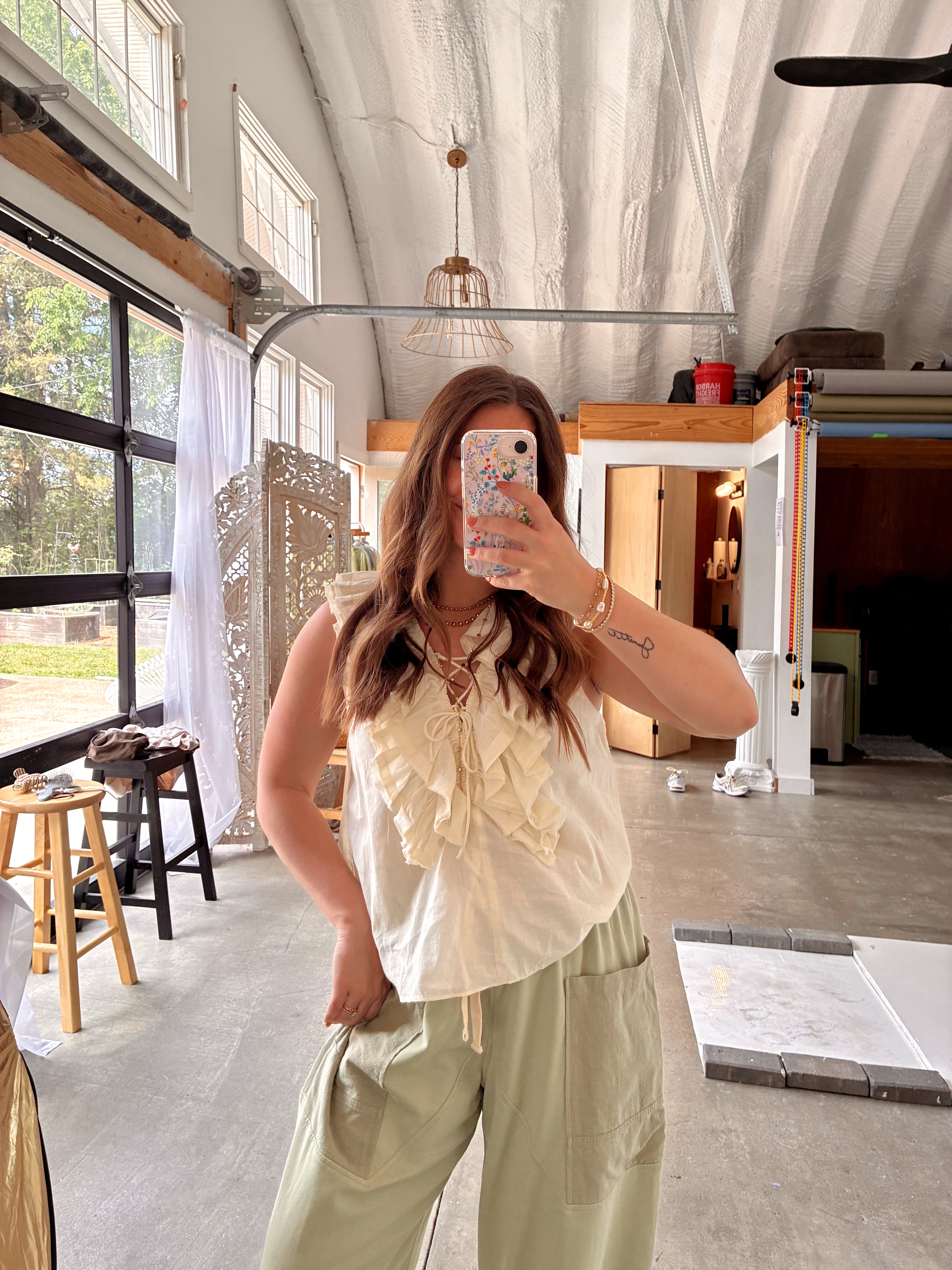 Cloudy Ruffled Tank Top