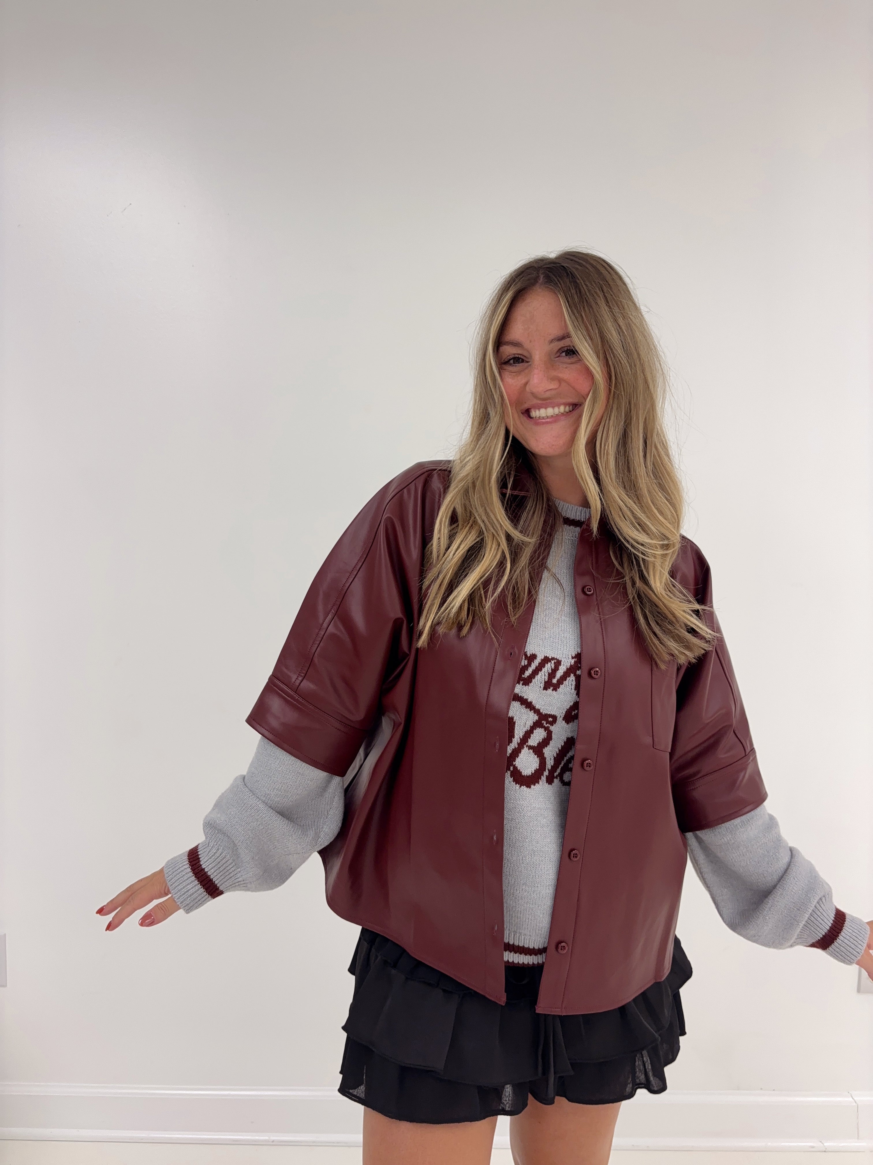 Red Hot Faux Leather Top