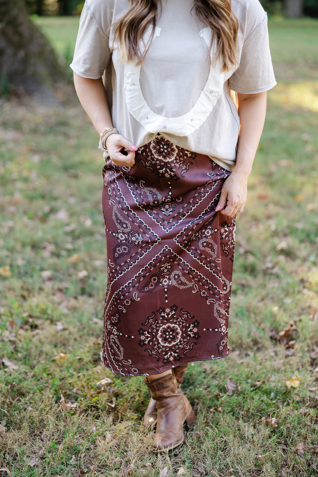 Saddle Up Satin Skirt
