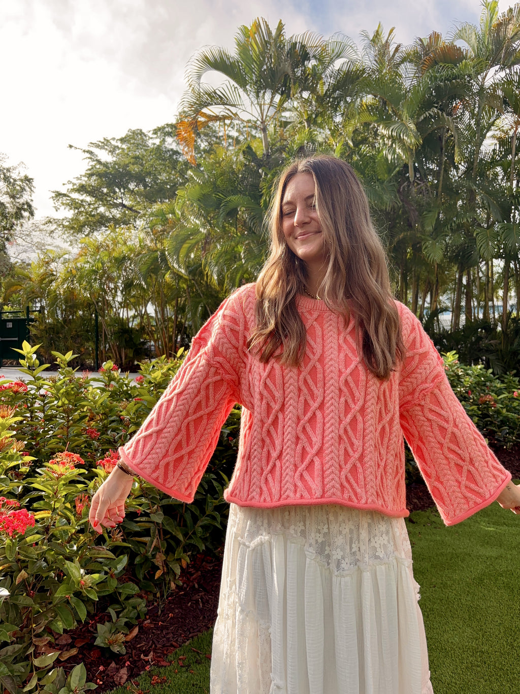 Just Peachy Cable Sweater