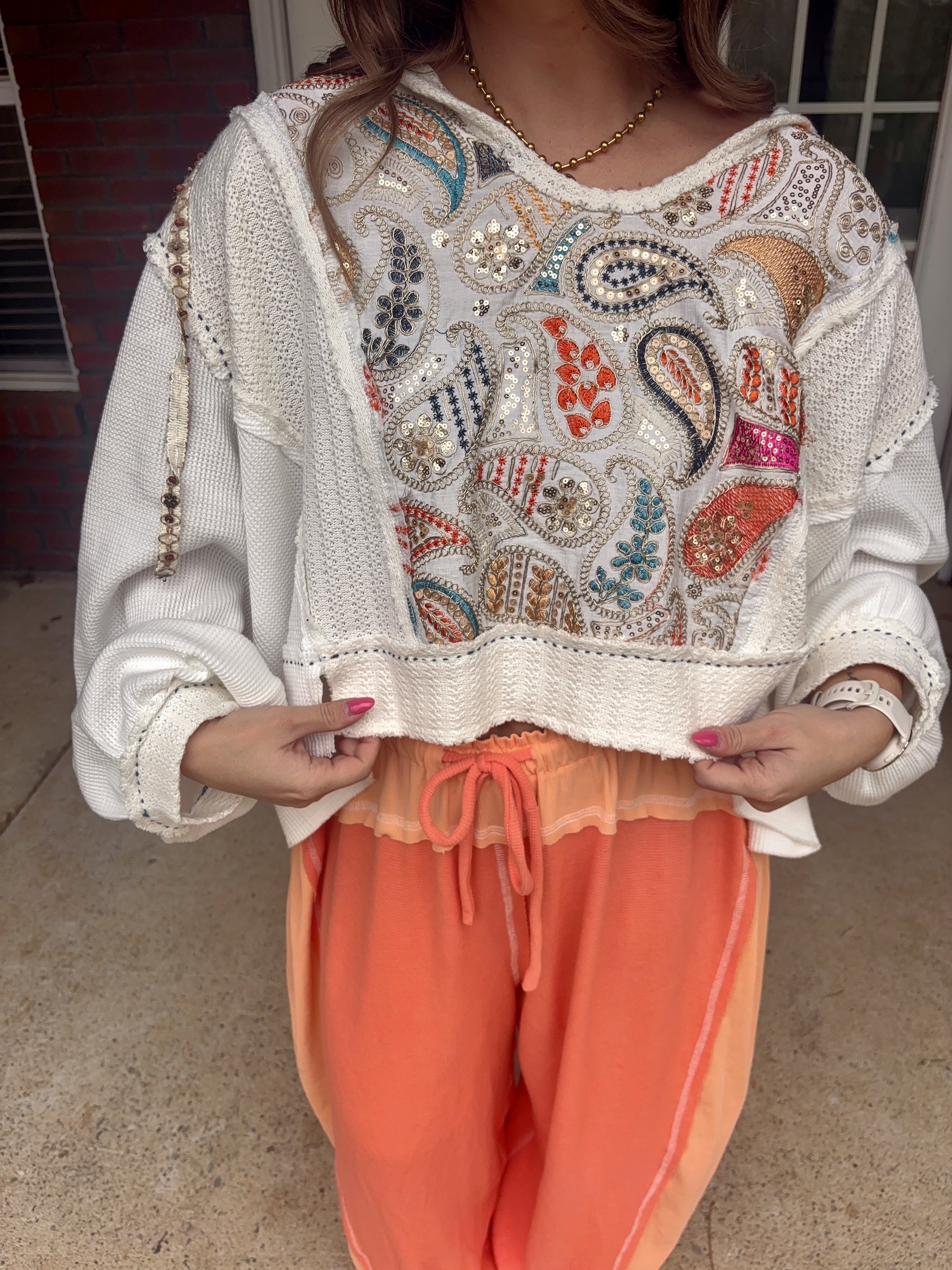 Paisley Print Shimmer Hoodie