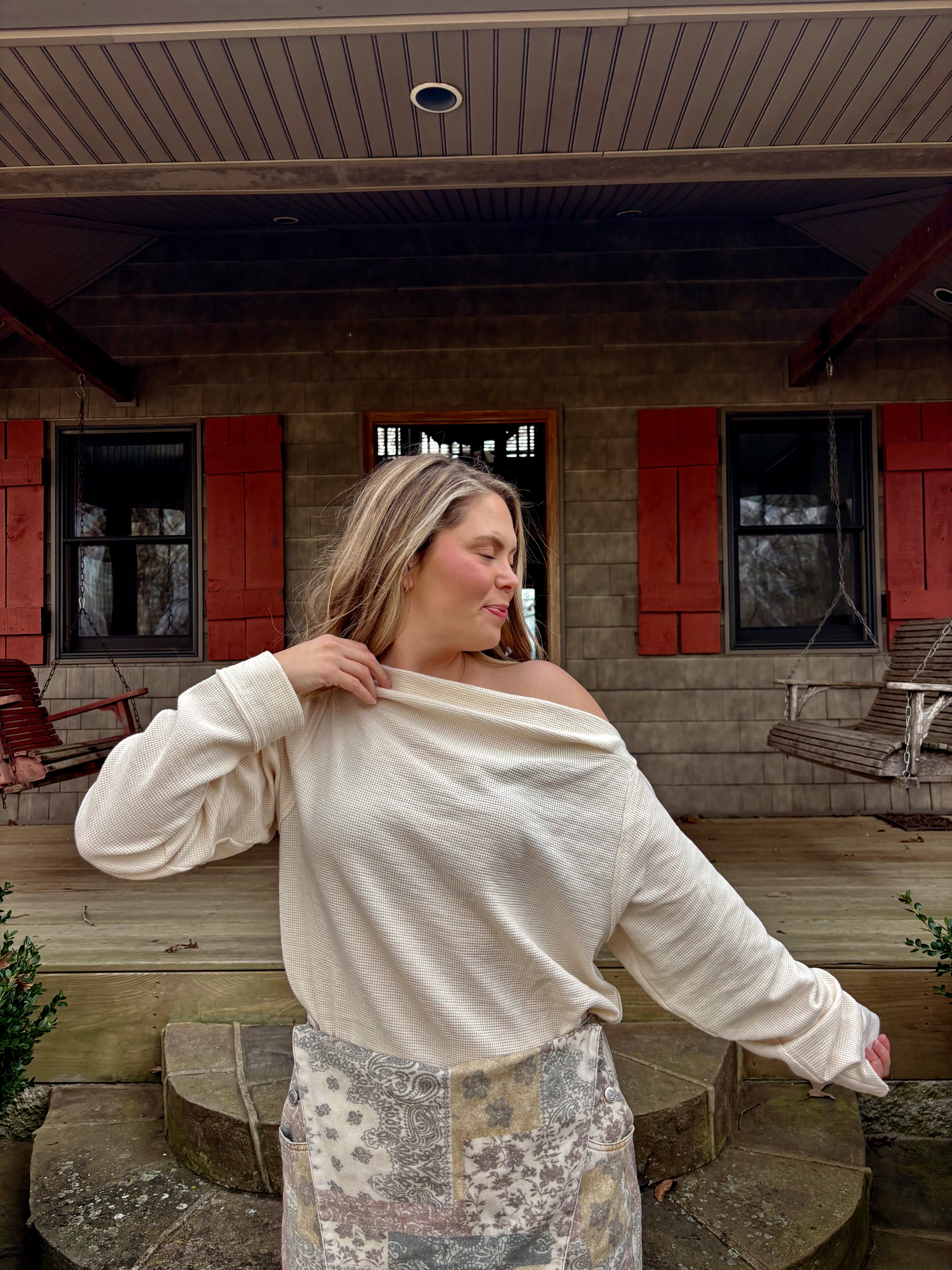 Oatmeal Off the Shoulder Top