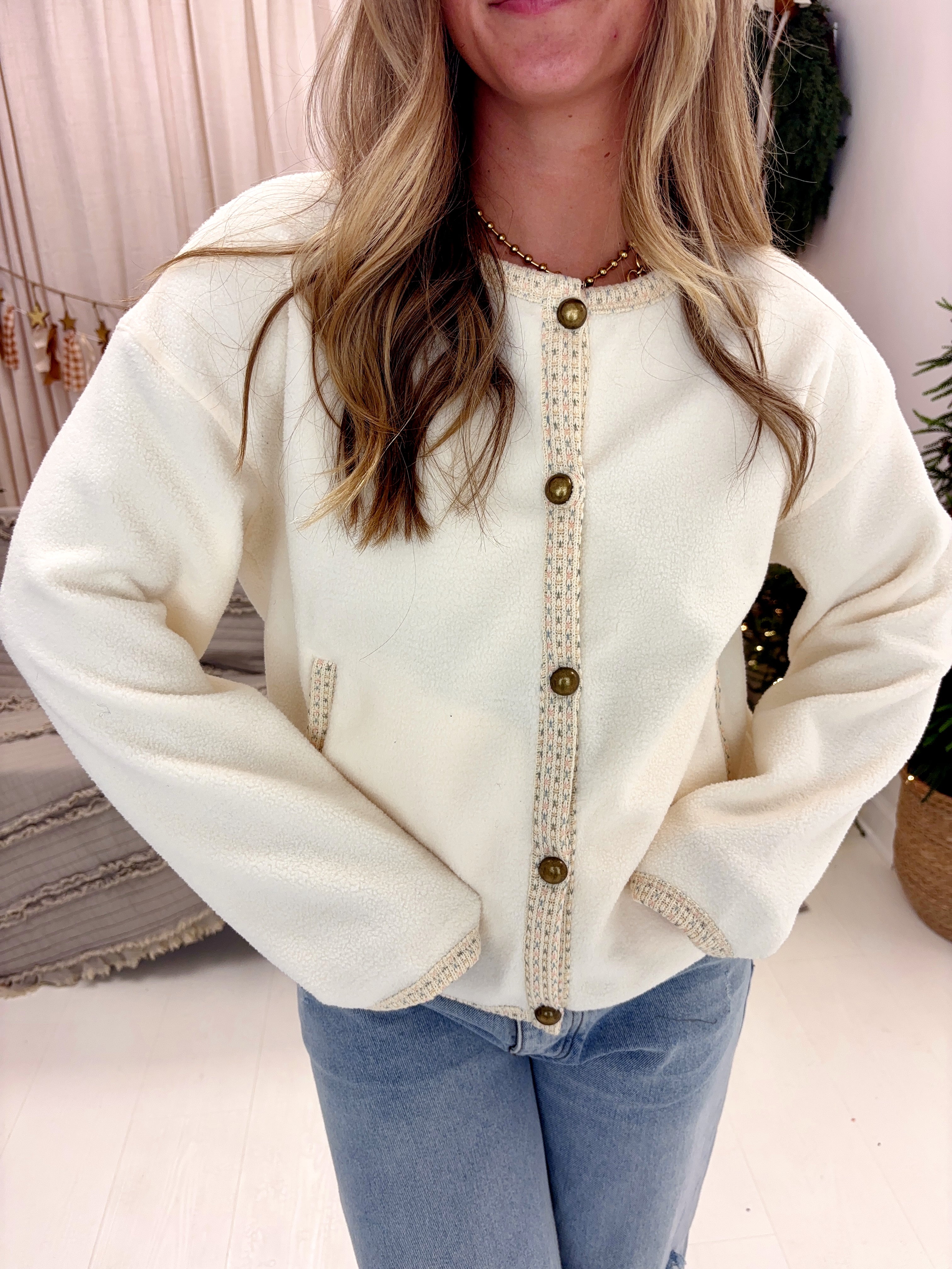 White Chocolate Fleece Cardigan