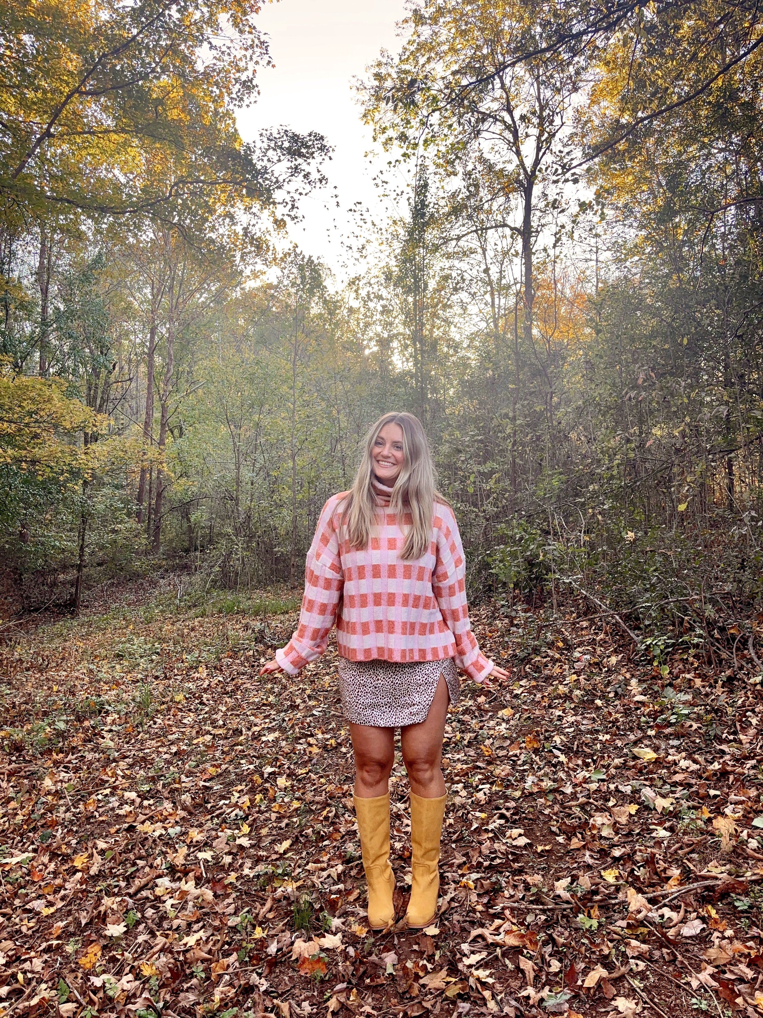 Pumpkin Spice Check Sweater