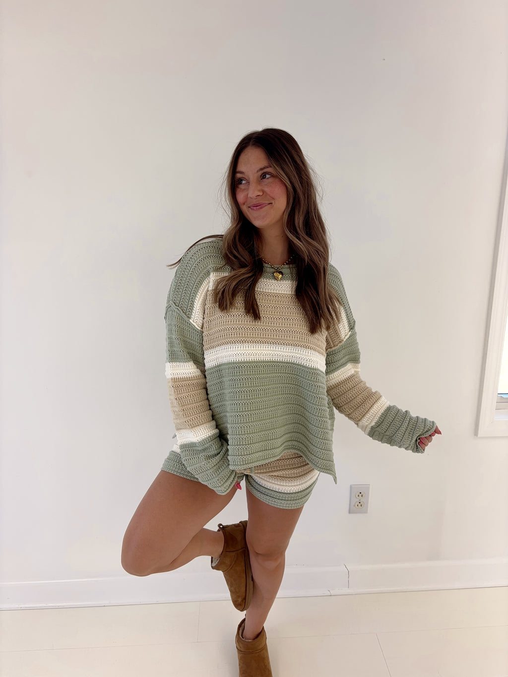 Sage Striped Knit Set