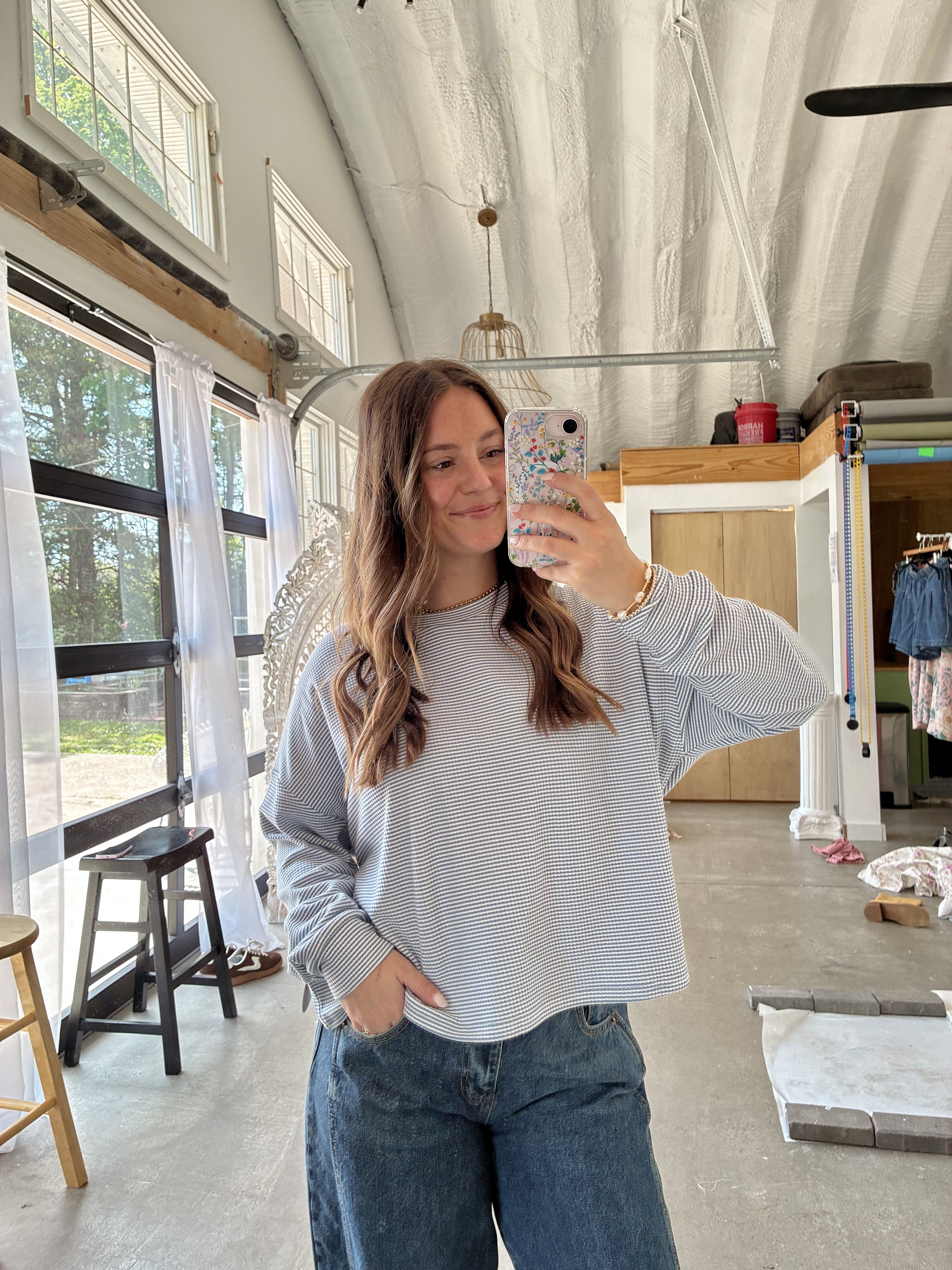 Simple Striped Top - Blue