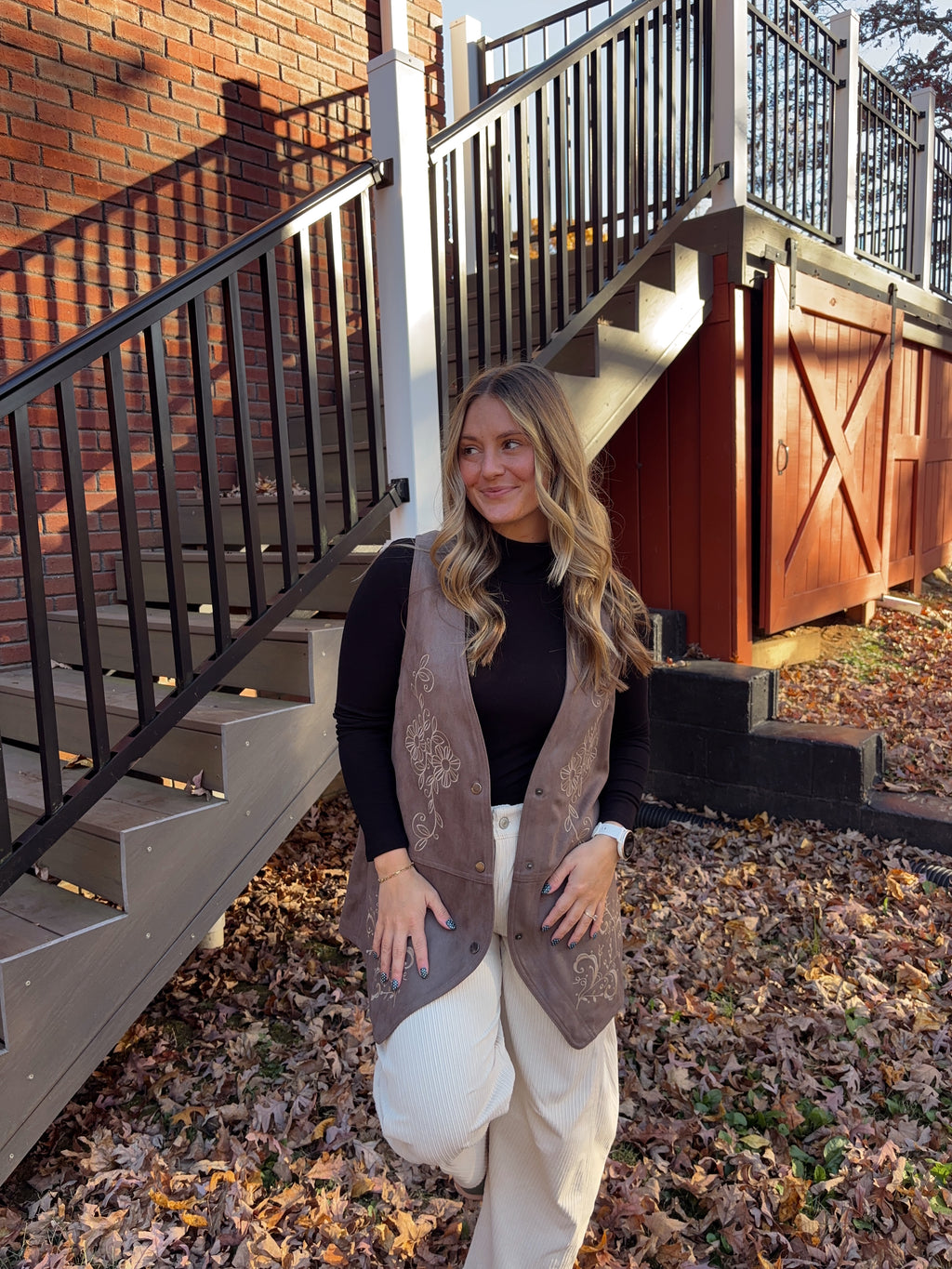 Dani Suede Floral Vest