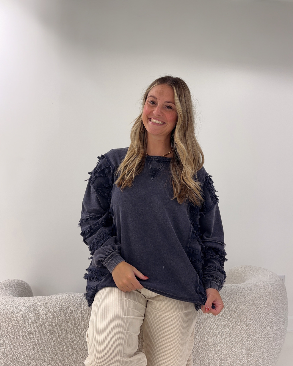 Blueberry Frayed Top