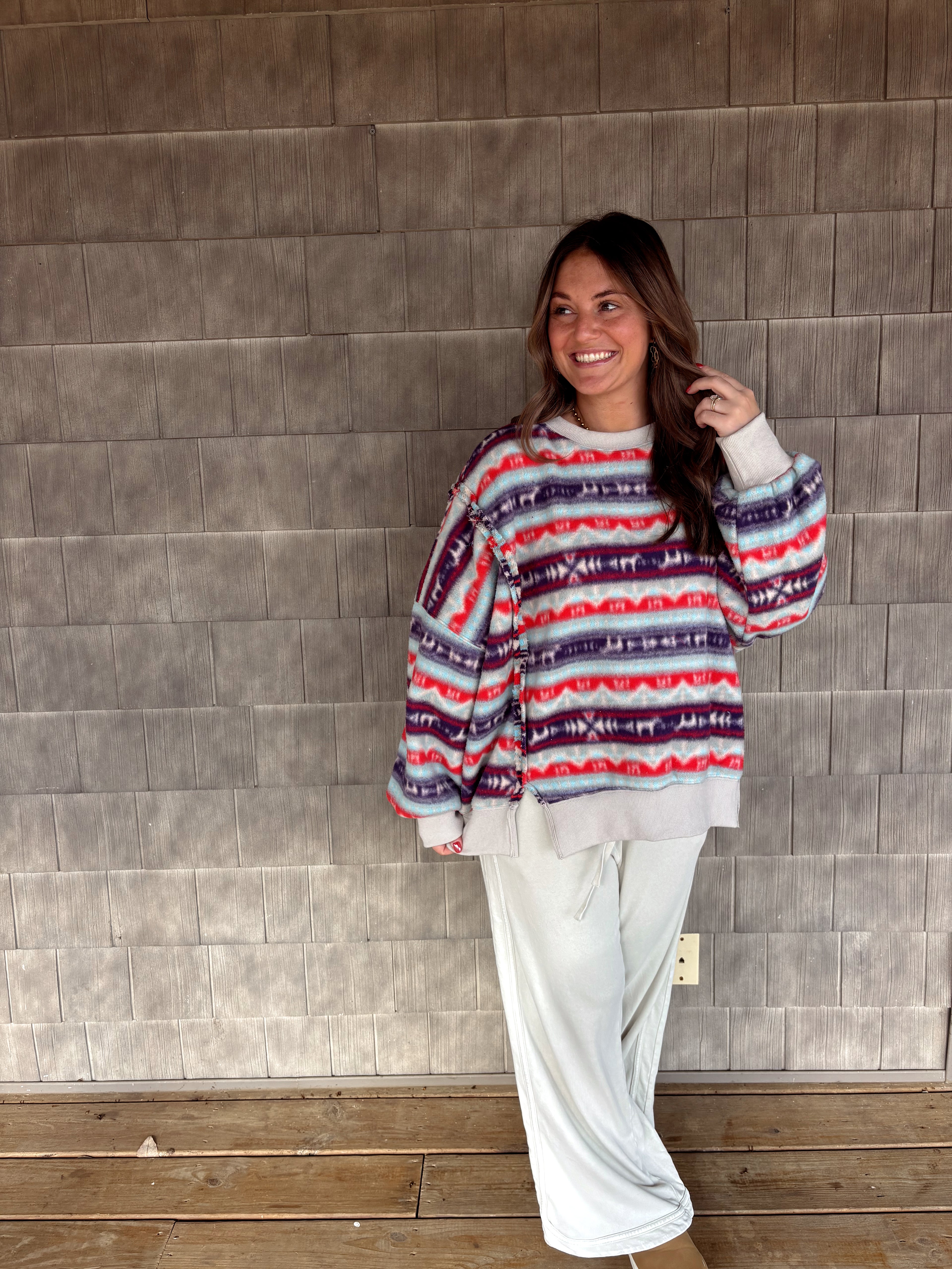 Printed Fleece Pullover