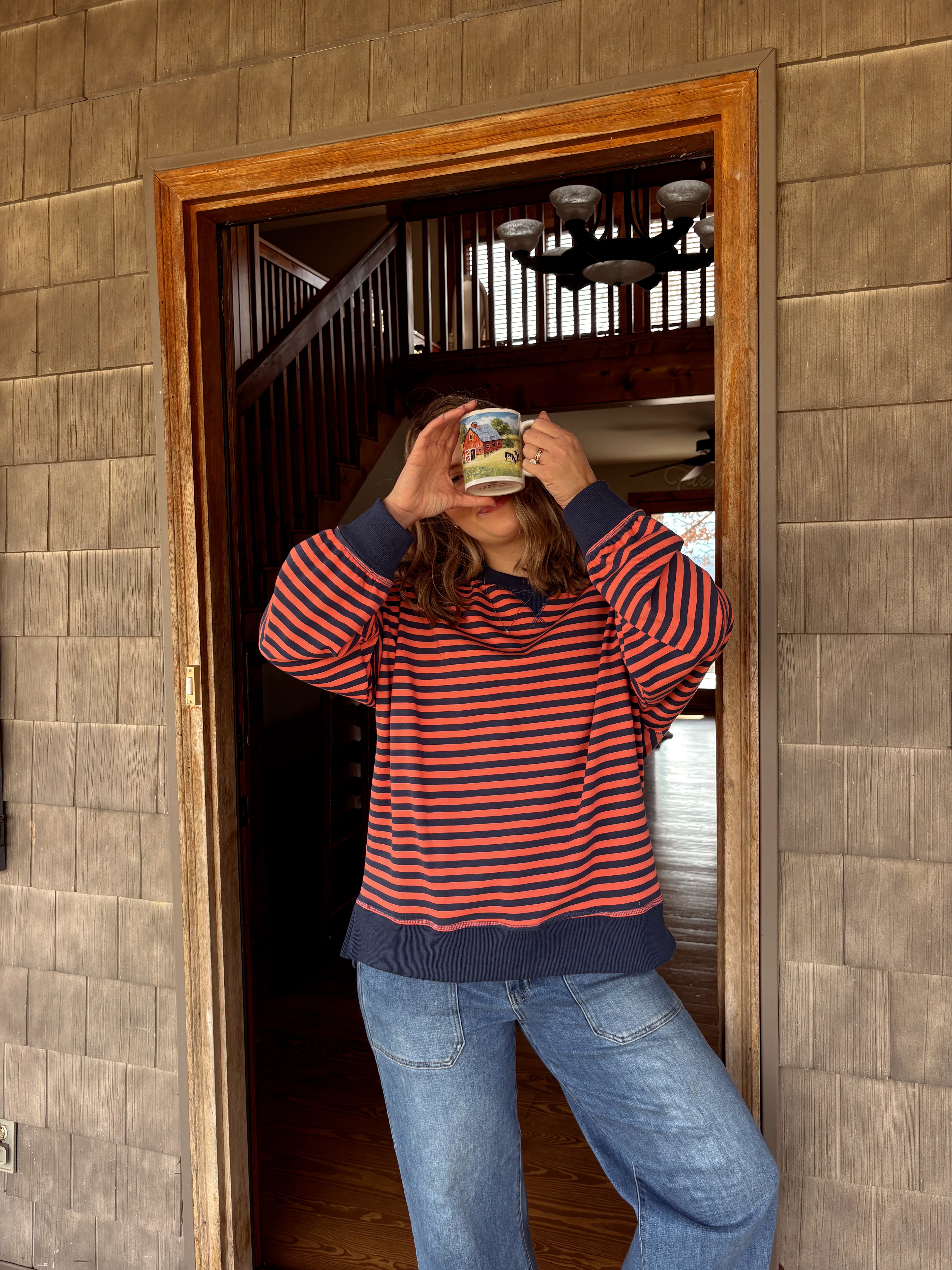 Berry Striped Crewneck