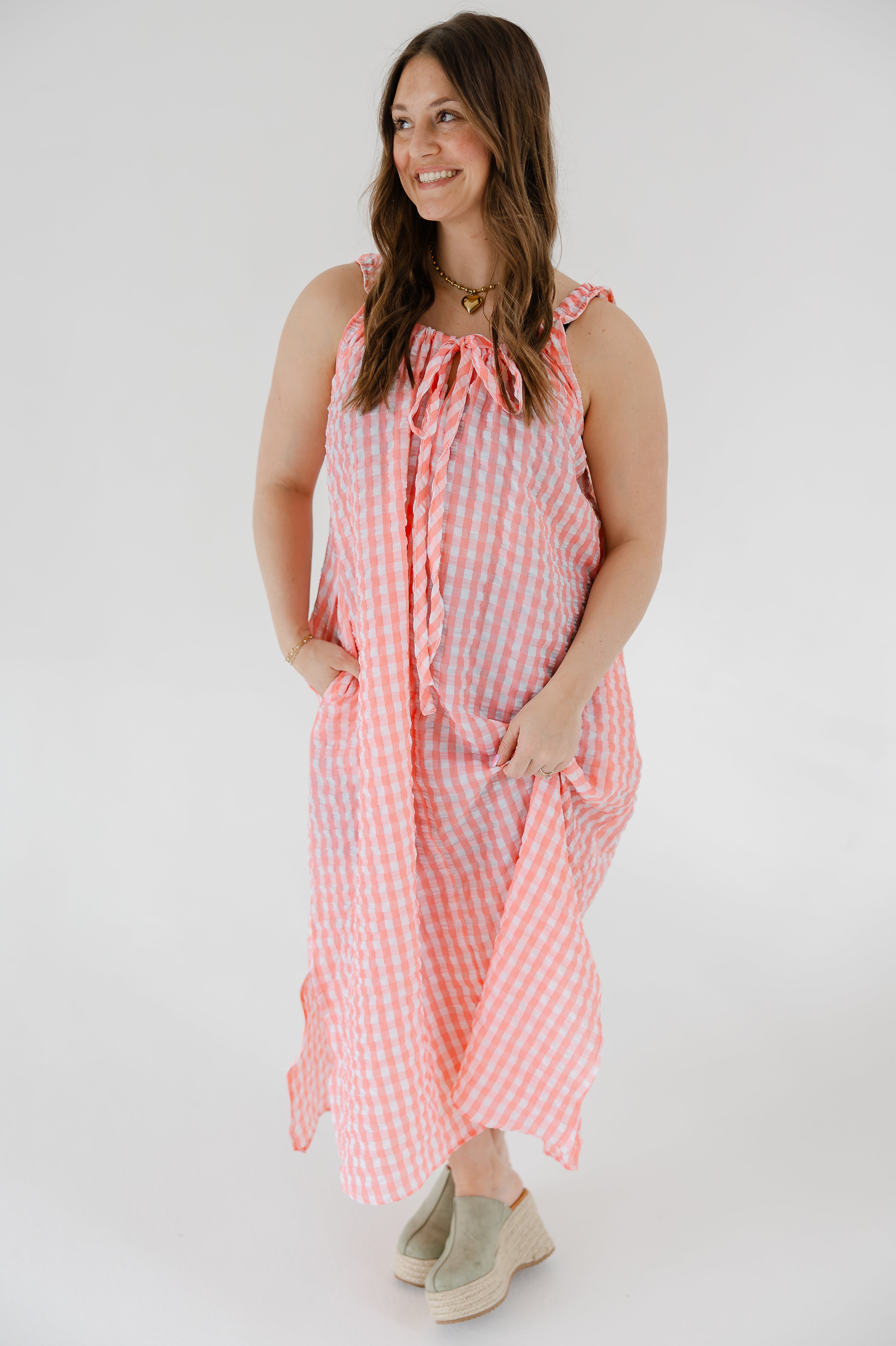 Lyla Gingham Bow Maxi Dress