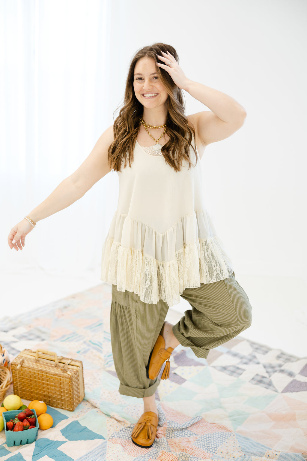Caramel Coast Ruffle Tank