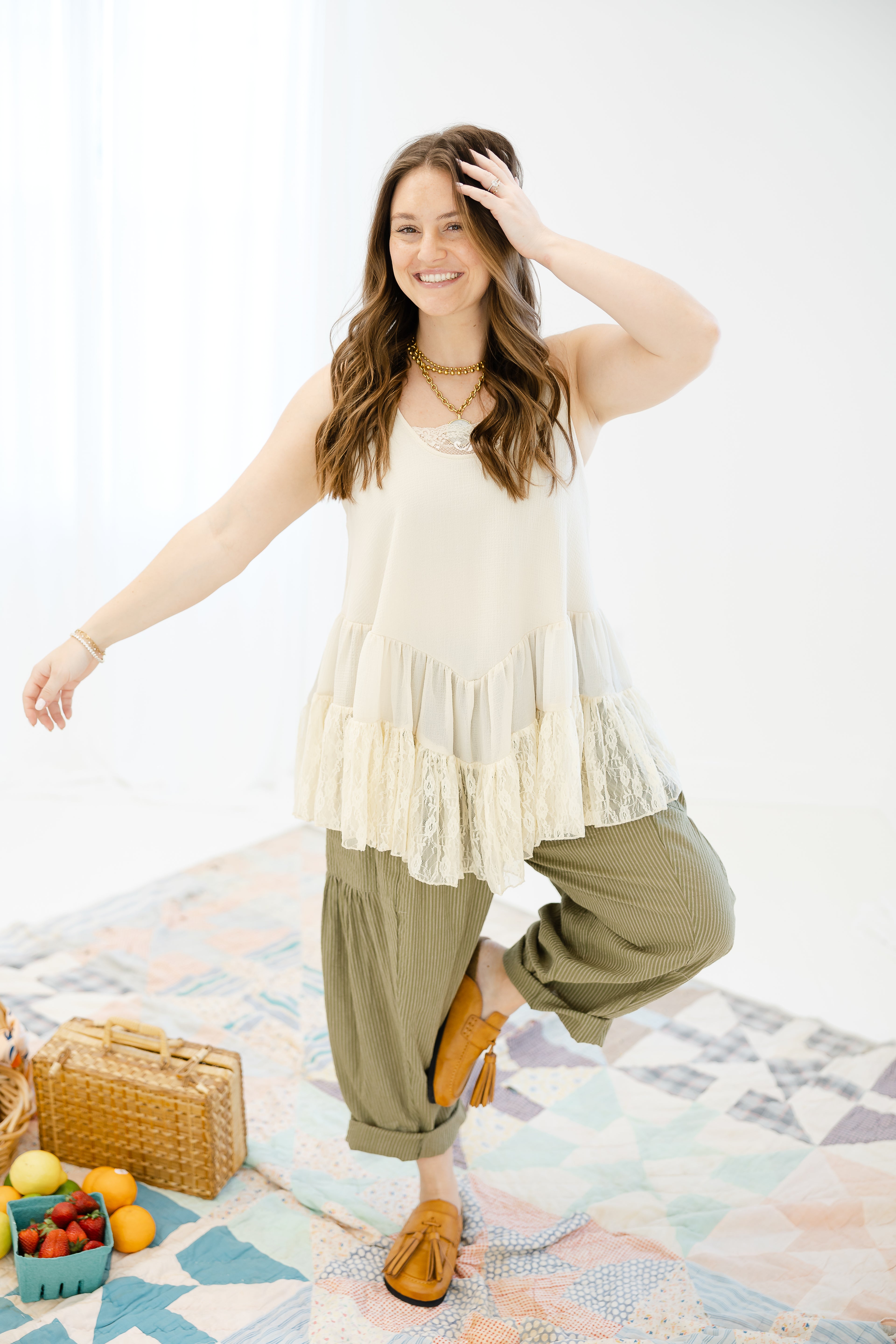 Caramel Coast Ruffle Tank