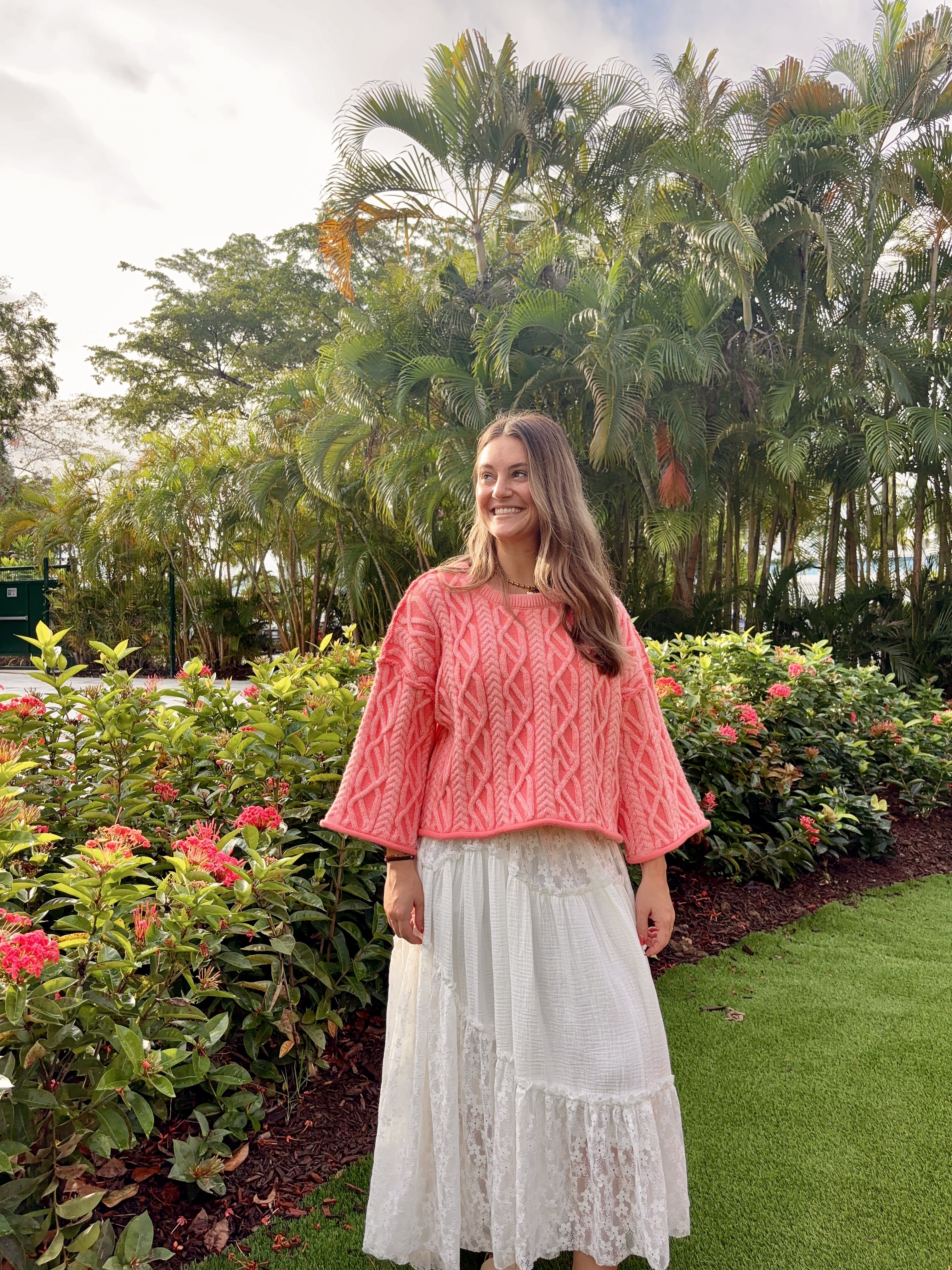 Just Peachy Cable Sweater