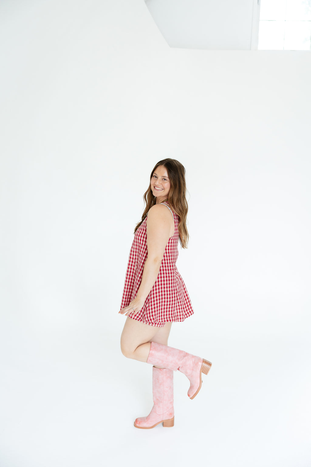 Found Freedom Gingham Romper