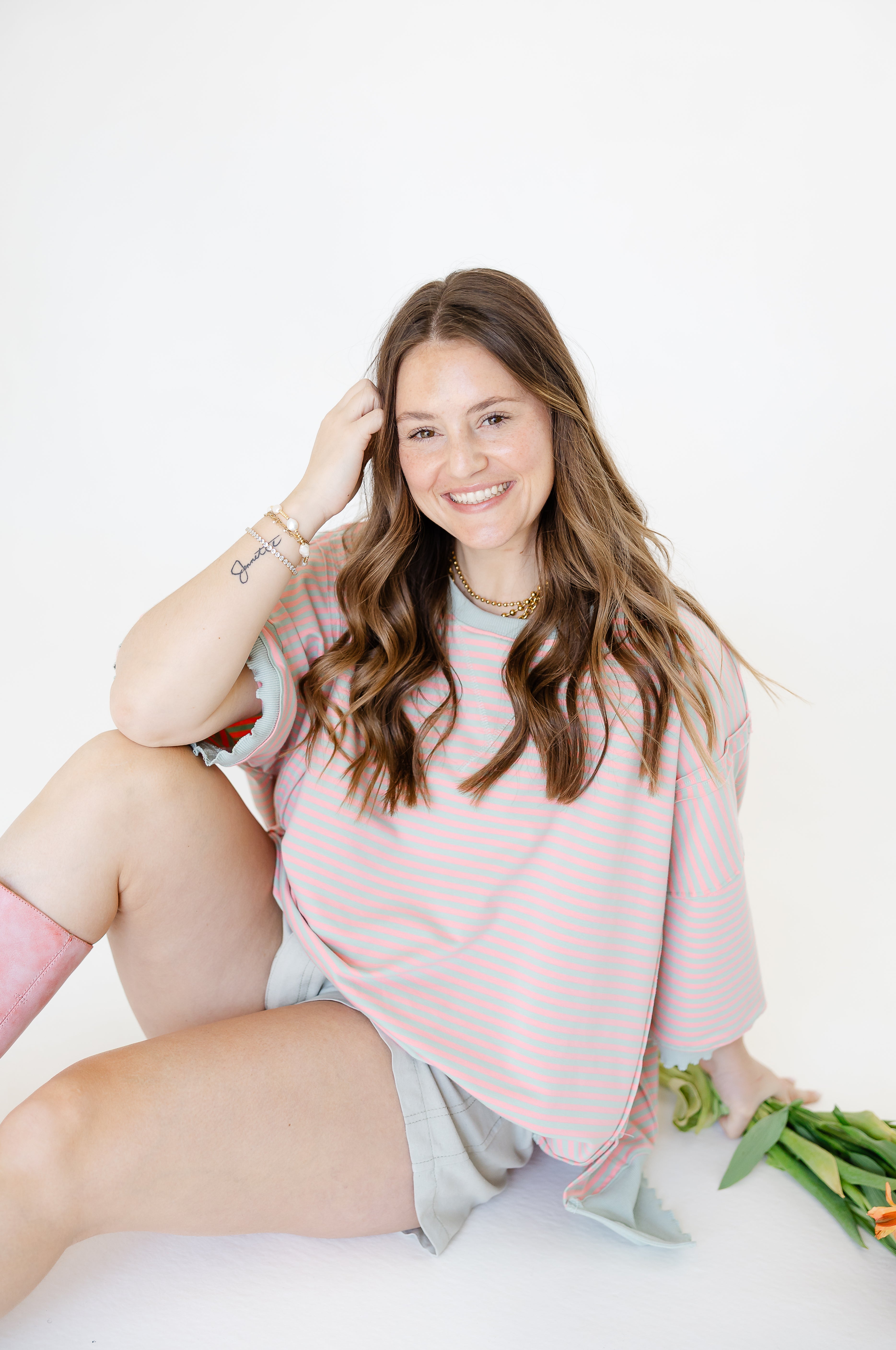 Simple Striped Trim Top