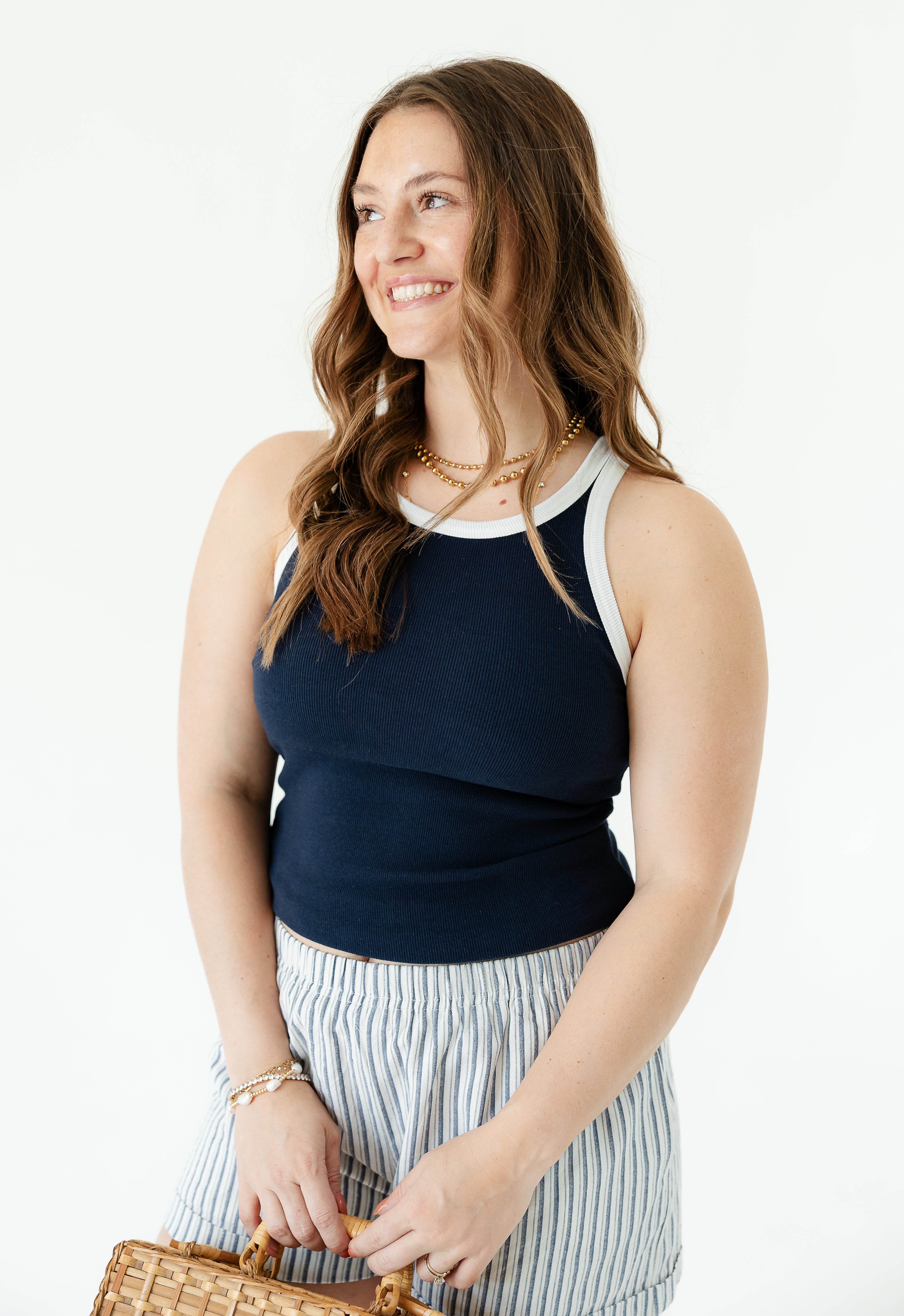 Navy Trimmed Tank
