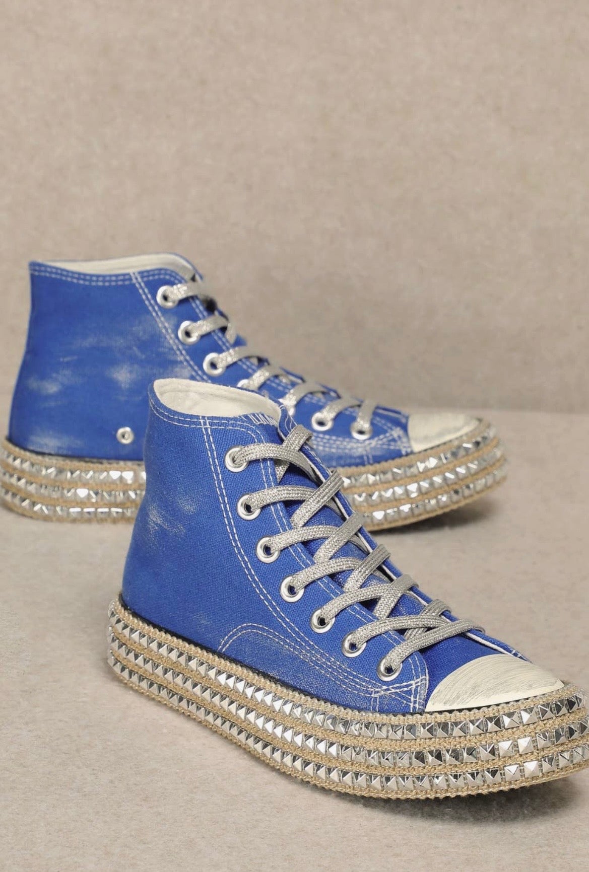 Dark Blue Studded Sneakers