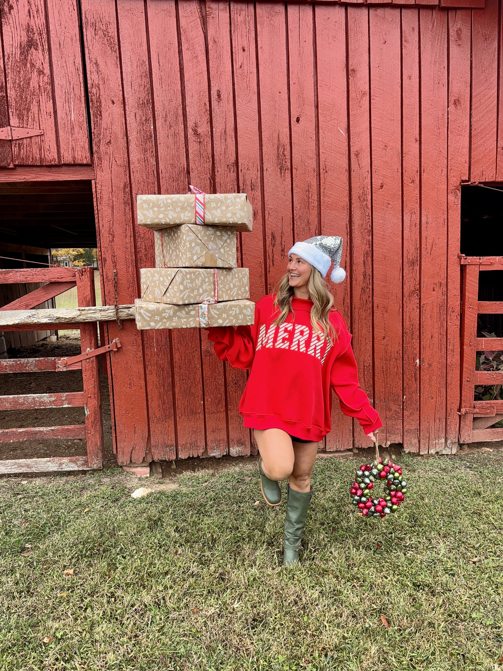 “Merry” Embroidered Mock Neck